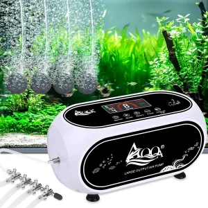 AQQA Multifunction Aquarium Air Pump,Powerful Rechargeable Battery Fish Tank Air Pump,Multi-Gear Continuous Mode Intermittent Mode Feeding Mode Charge Pal,Ultra-Silent Oxygen Pump (15W)