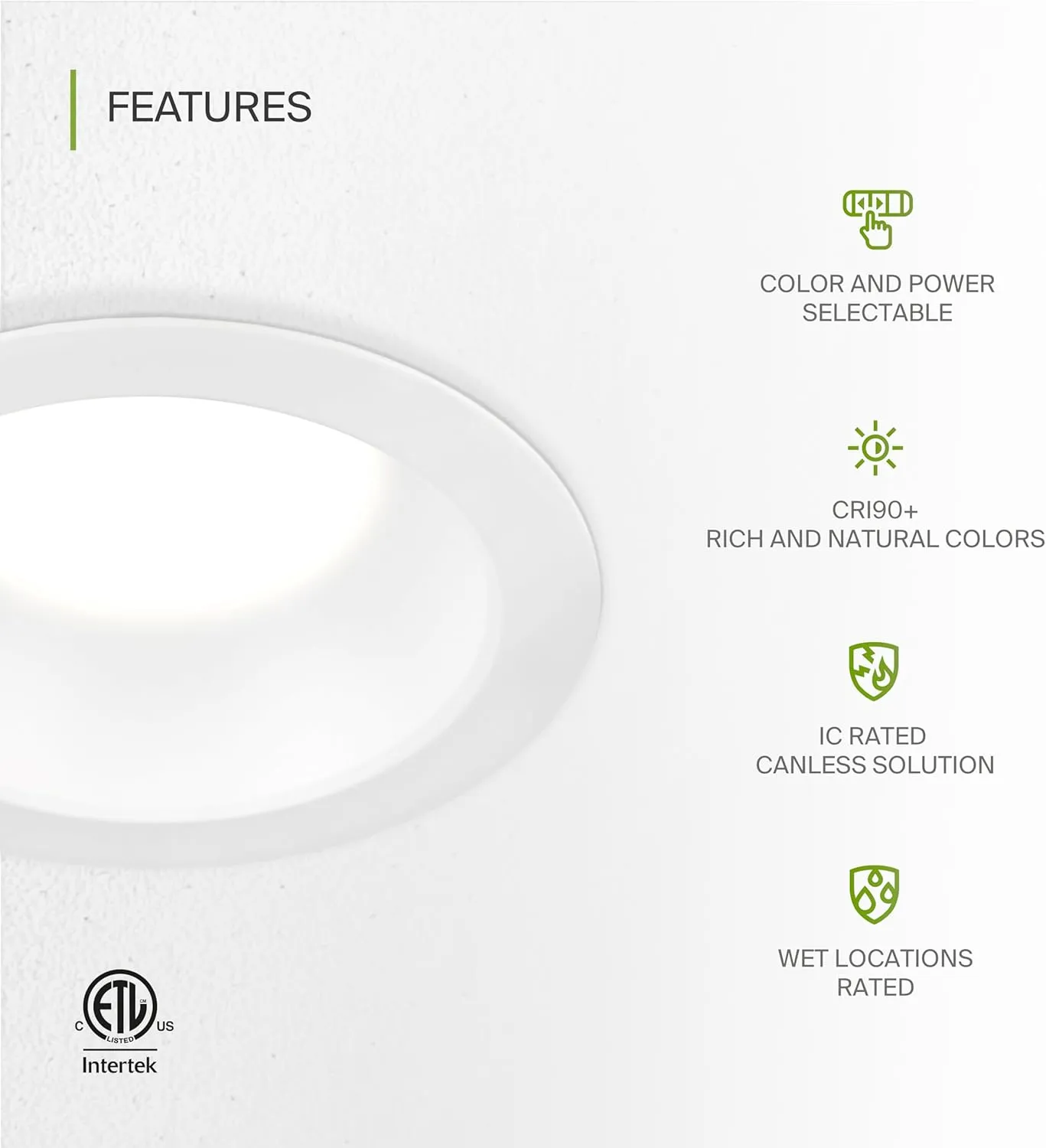 ASD Commercial LED Downlight 8 Inch, Round Power Adjustable Downlights 16/22/26/30/35W, Canless LED Recessed Lighting 120-277V, 5 CCT 2700K-5000K, Dimmable Ceiling Light Fixture, IC Rated, White, ETL