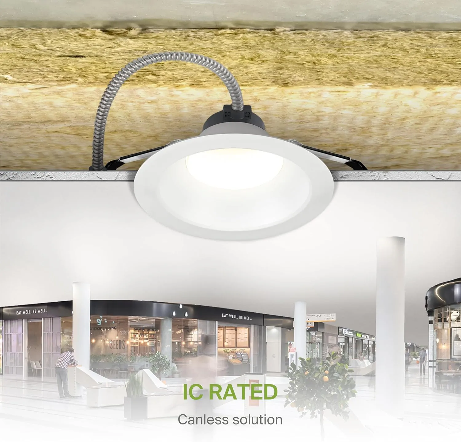 ASD Commercial LED Downlight 8 Inch, Round Power Adjustable Downlights 16/22/26/30/35W, Canless LED Recessed Lighting 120-277V, 5 CCT 2700K-5000K, Dimmable Ceiling Light Fixture, IC Rated, White, ETL
