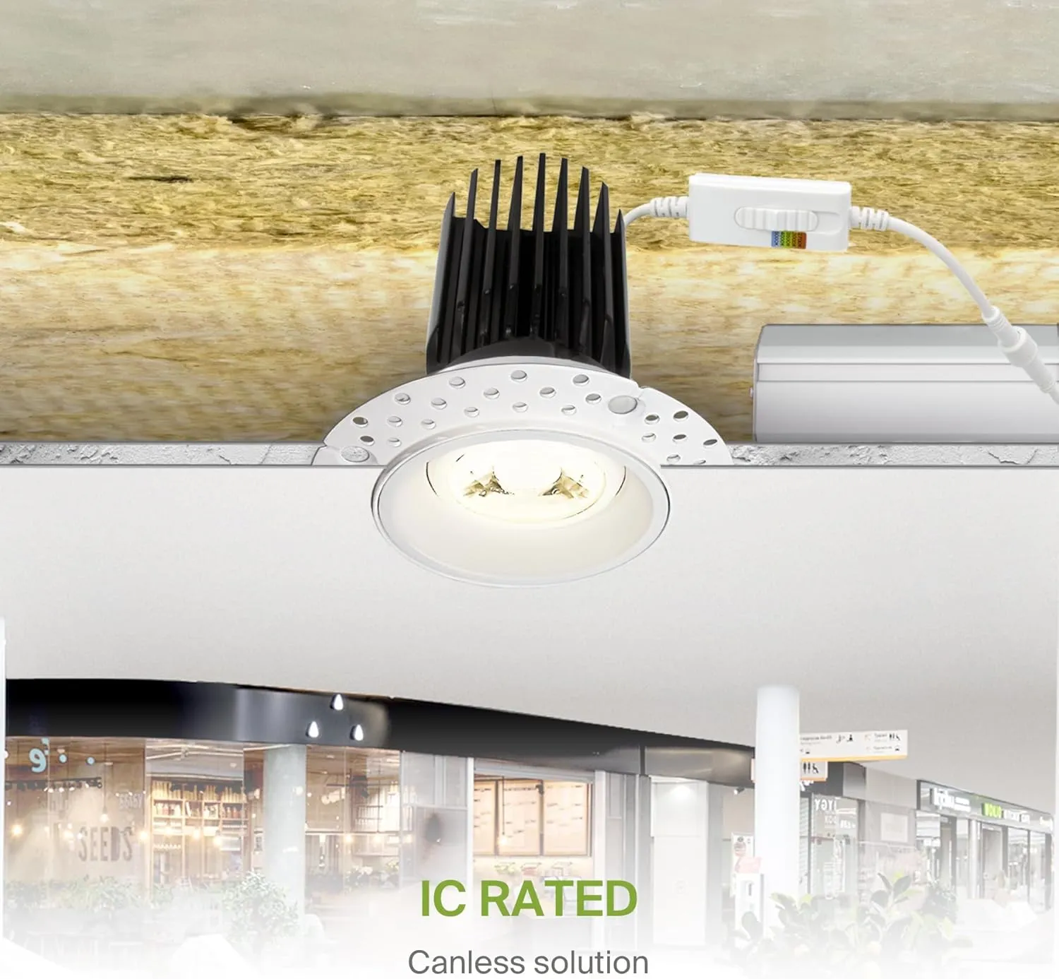 ASD Trimless 3 Inch Gimbal LED Recessed Light, 12W 120V Canless LED Downlight, Adjustable Dimmable Directional Ceiling Light with J-Box, 5 CCT 2700K-5000K, CRI 90 , IC Rated, Airtight, ETL, White
