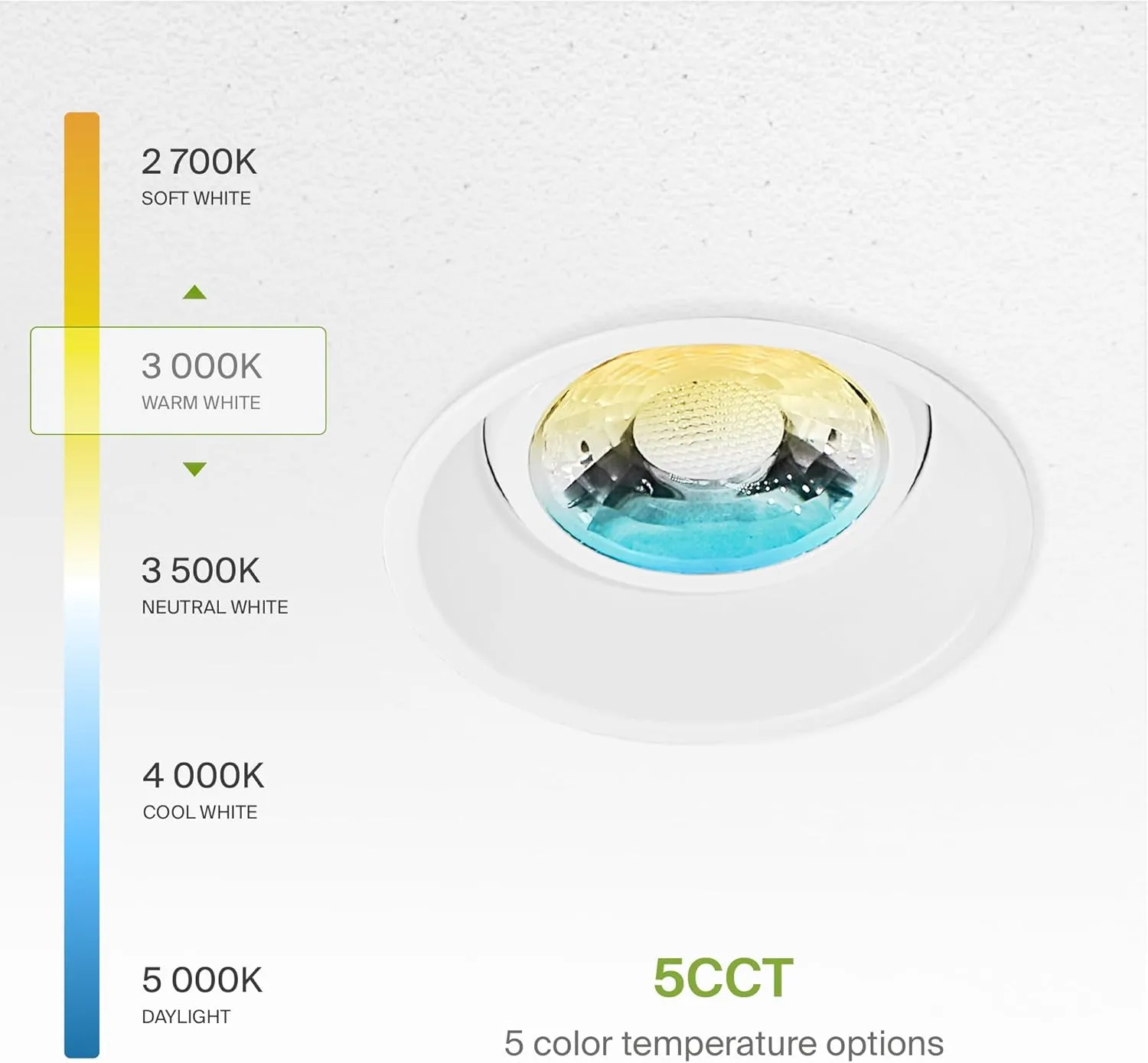 ASD Trimless 3 Inch Gimbal LED Recessed Light, 12W 120V Canless LED Downlight, Adjustable Dimmable Directional Ceiling Light with J-Box, 5 CCT 2700K-5000K, CRI 90 , IC Rated, Airtight, ETL, White