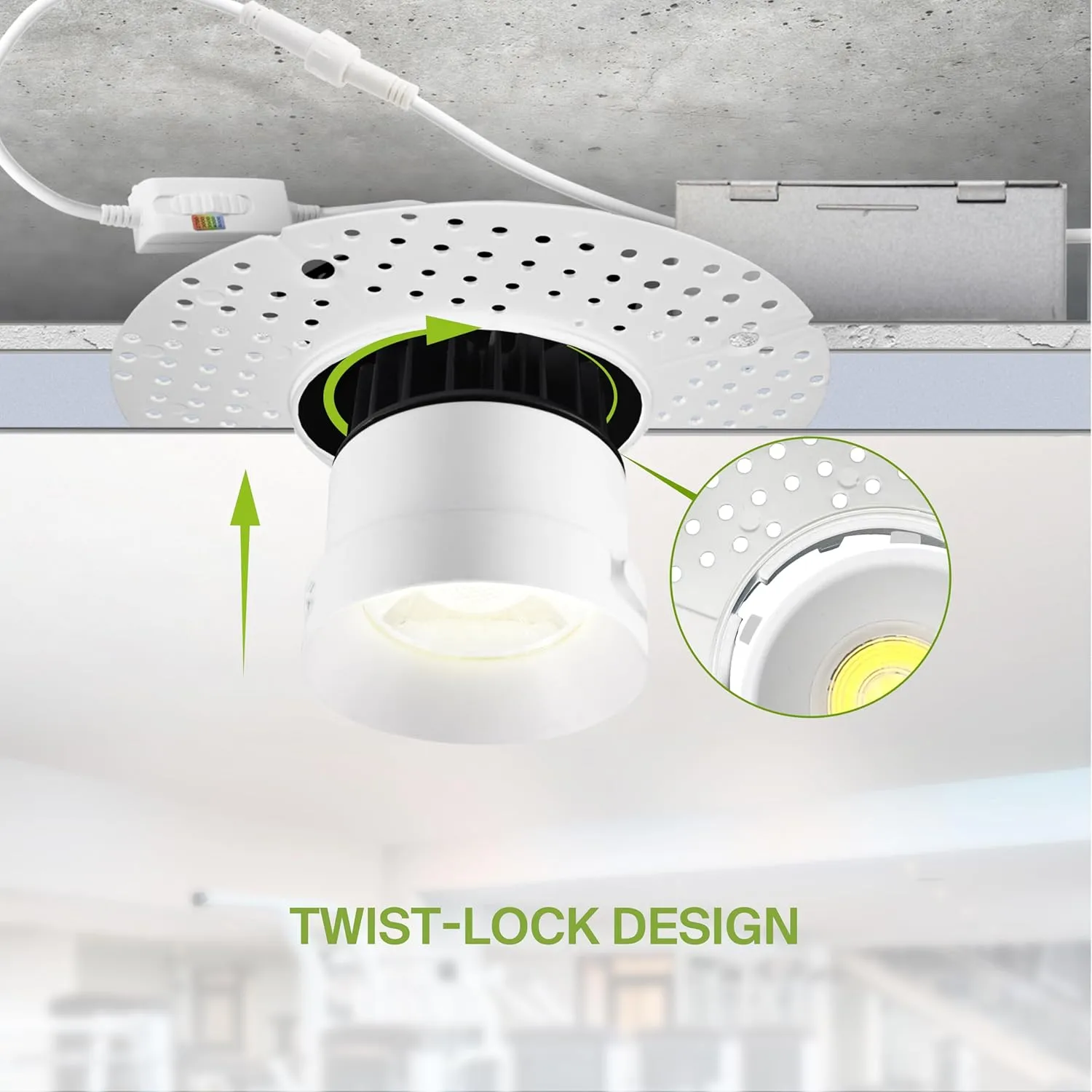 ASD Trimless 3 Inch LED Recessed Light, 12W 120V Triac Round Commercial Downlight, Canless Dimmable Lights for Ceiling with J-Box, 5 CCT 2700K-5000K, CRI 90 , IC Rated, ETL, White, 8 Pack