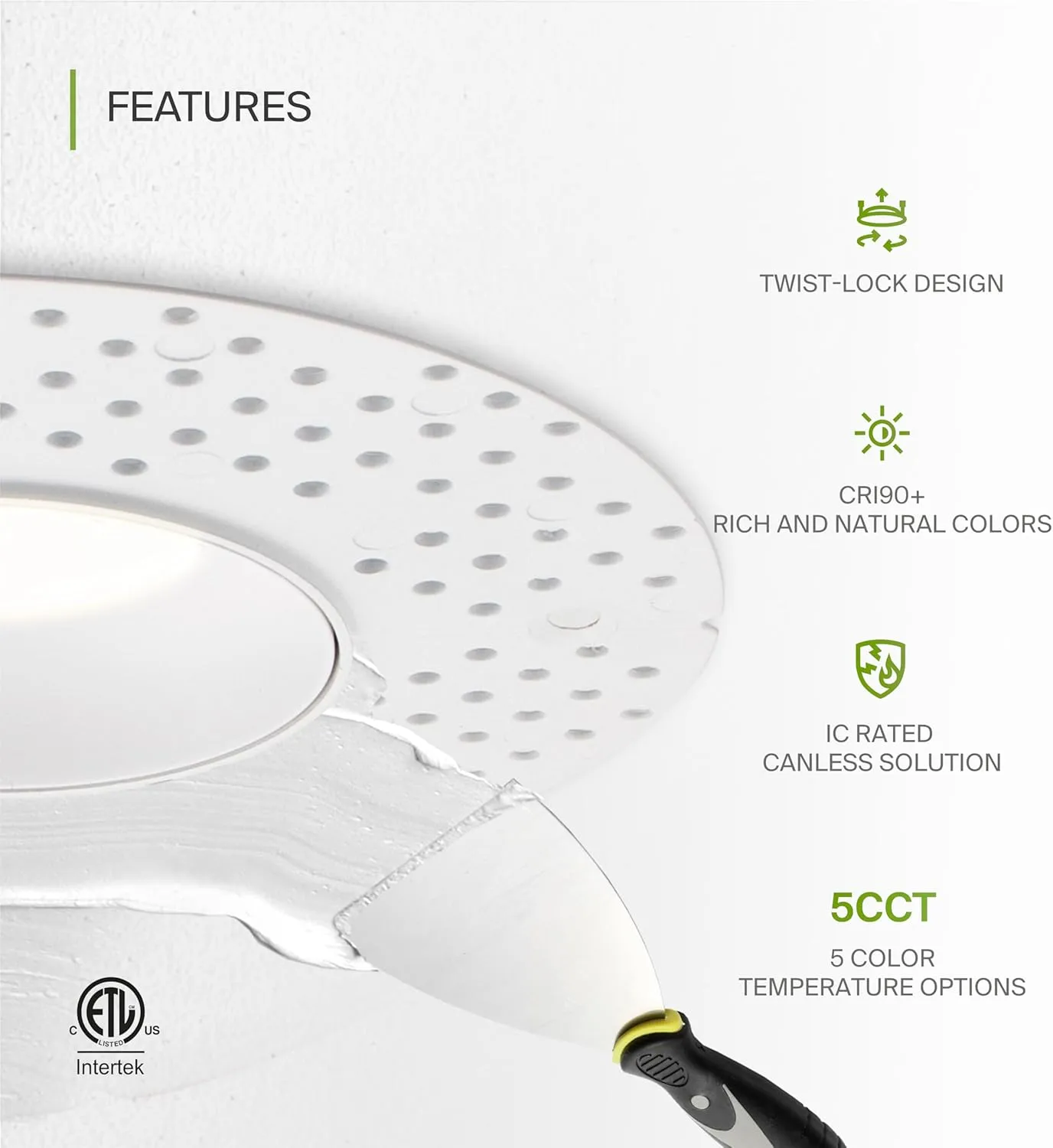 ASD Trimless 3 Inch LED Recessed Light, 12W 120V Triac Round Commercial Downlight, Canless Dimmable Lights for Ceiling with J-Box, 5 CCT 2700K-5000K, CRI 90 , IC Rated, ETL, White, 8 Pack
