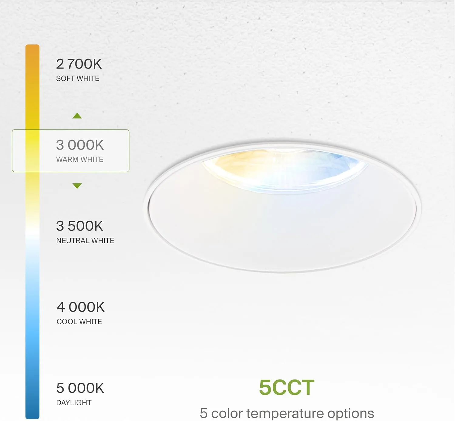 ASD Trimless 3 Inch LED Recessed Light, 12W 120V Triac Round Commercial Downlight, Canless Dimmable Lights for Ceiling with J-Box, 5 CCT 2700K-5000K, CRI 90 , IC Rated, ETL, White, 8 Pack