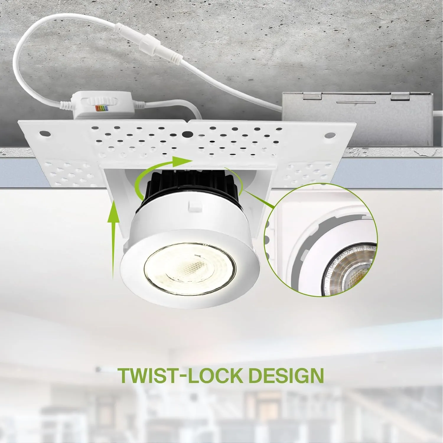 ASD Trimless 3 Inch LED Recessed Lighting, 12W 120V Commercial Square Downlight, Canless Dimmable Lights for Ceiling with J-Box, 5 CCT 2700K-5000K, CRI 90 , IC Rated, ETL, White