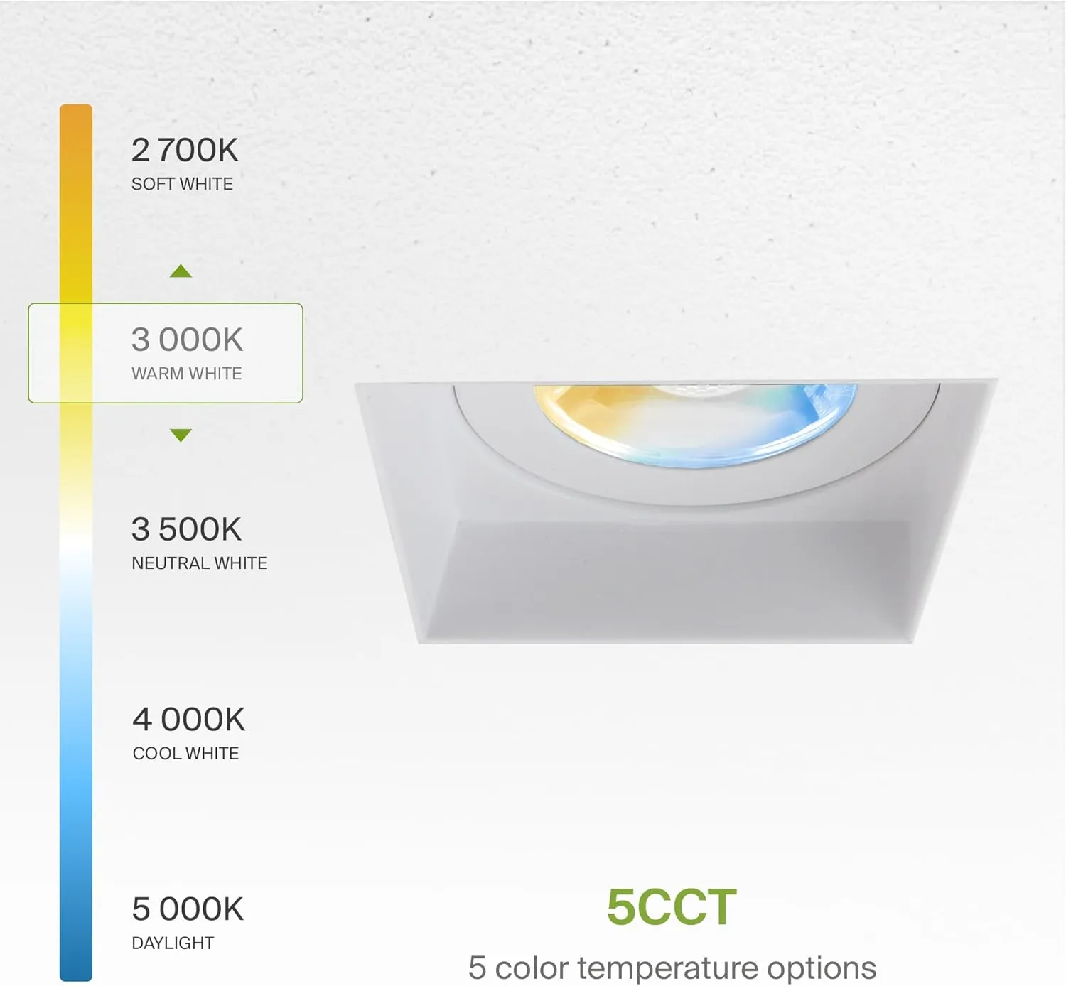 ASD Trimless 3 Inch LED Recessed Lighting, 12W 120V Commercial Square Downlight, Canless Dimmable Lights for Ceiling with J-Box, 5 CCT 2700K-5000K, CRI 90 , IC Rated, ETL, White