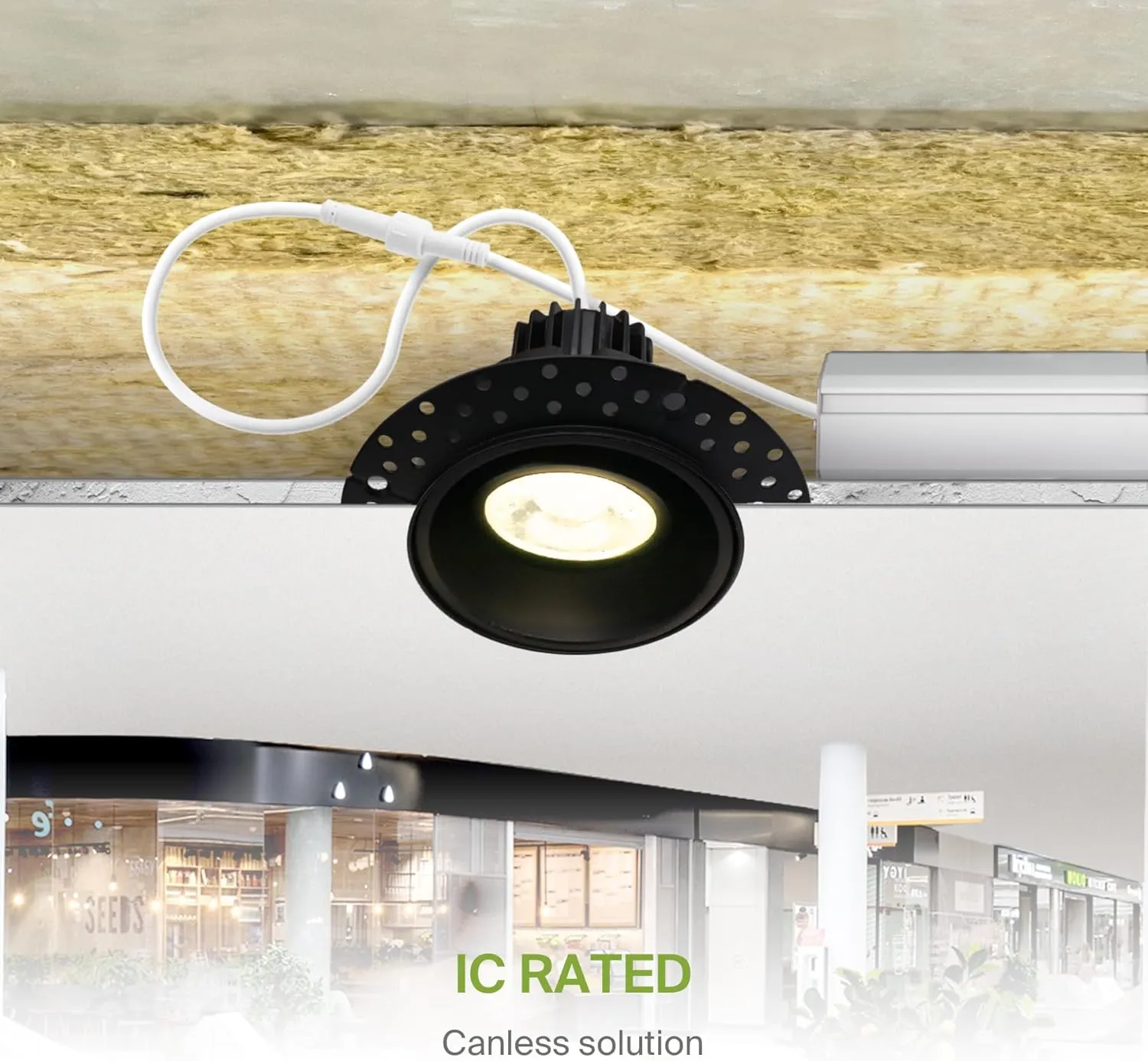 ASD Trimless Gimbal LED Recessed Lighting 2 Inch, 8W 120V LED Downlight, Adjustable Dimmable Directional Ceiling Light with J-Box, 5 CCT 2700K-5000K, CRI 90  IC Rated, Airtight, ETL Energy Star, Black