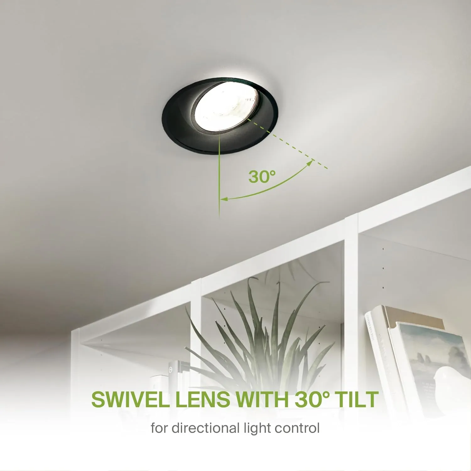 ASD Trimless Gimbal LED Recessed Lighting 2 Inch, 8W 120V LED Downlight, Adjustable Dimmable Directional Ceiling Light with J-Box, 5 CCT 2700K-5000K, CRI 90  IC Rated, Airtight, ETL Energy Star, Black