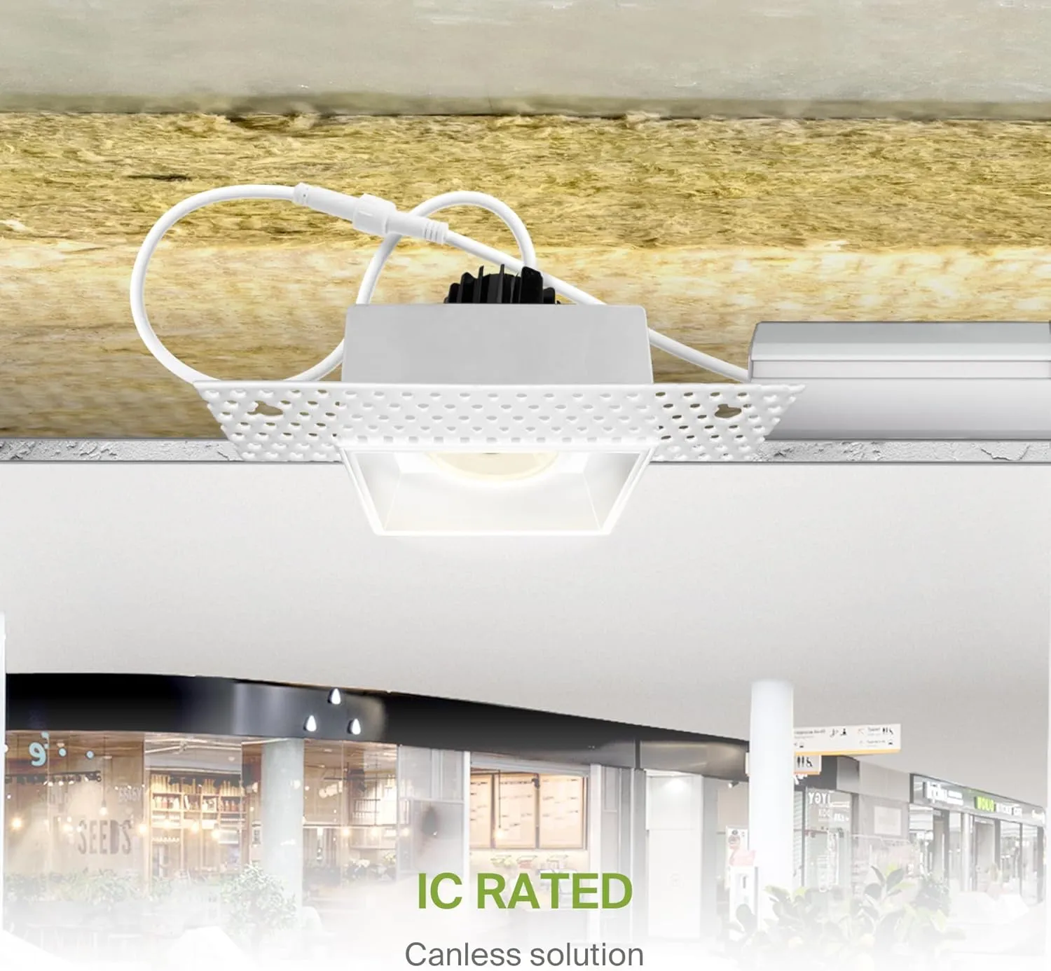 ASD Trimless Gimbal LED Recessed Lighting 2 Inch, 8W 120V Square LED Downlight, Adjustable Dimmable Directional Ceiling Light with J-Box, 5 CCT 2700K-5000K, CRI 90 , IC Rated, Airtight, ETL, White