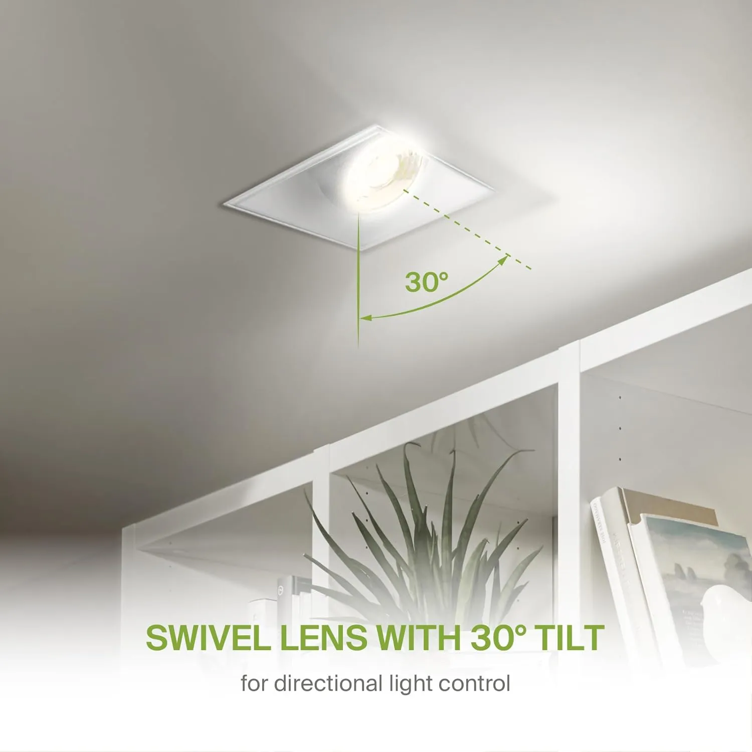 ASD Trimless Gimbal LED Recessed Lighting 2 Inch, 8W 120V Square LED Downlight, Adjustable Dimmable Directional Ceiling Light with J-Box, 5 CCT 2700K-5000K, CRI 90 , IC Rated, Airtight, ETL, White