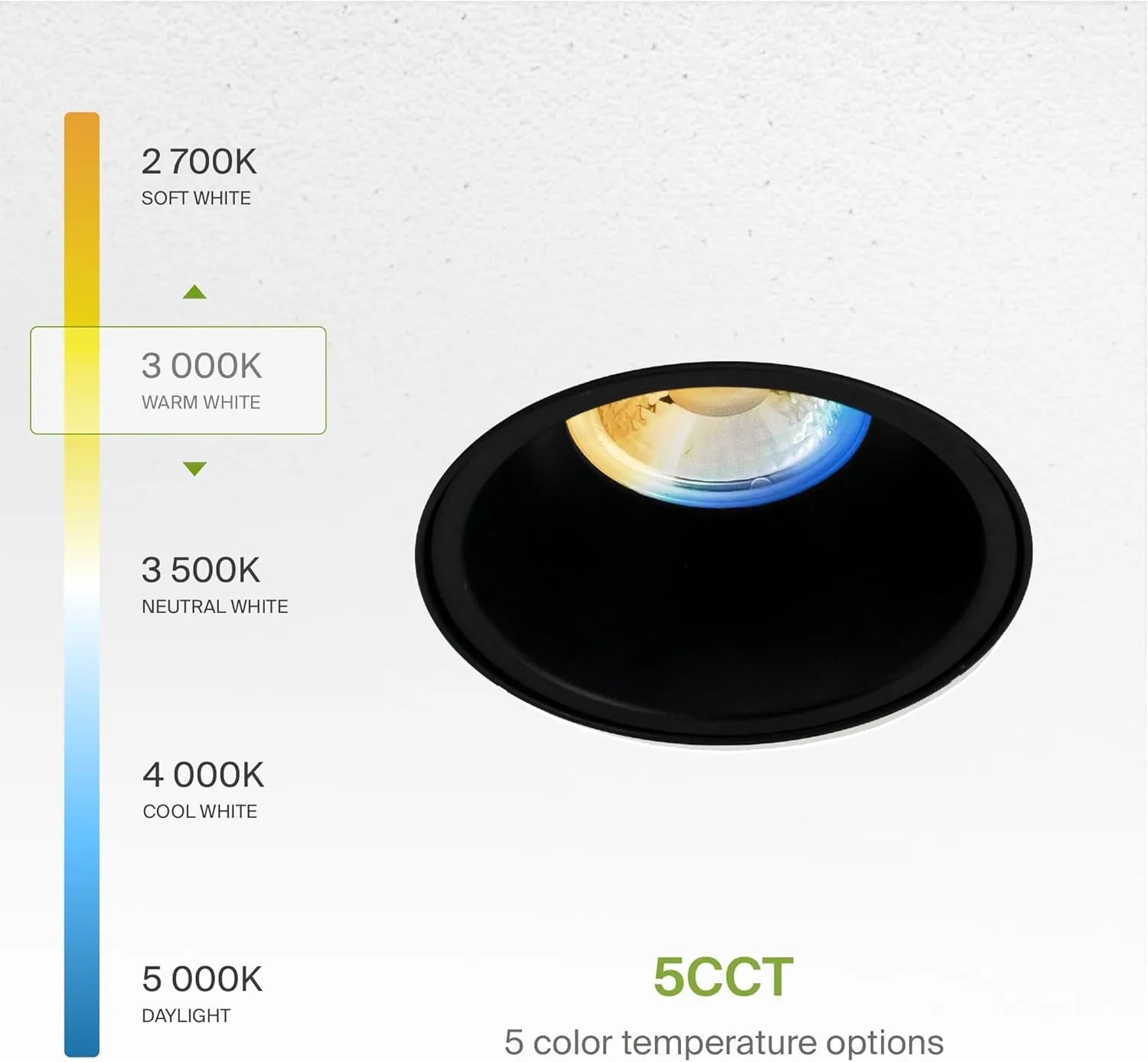 ASD Trimless LED Recessed Lighting 4 Inch, 15W 120V Round Commercial Downlight, Canless Dimmable Lights for Ceiling with J-Box, 5 CCT 2700K-5000K, CRI 90 , IC Rated, ETL, Energy Star, Black