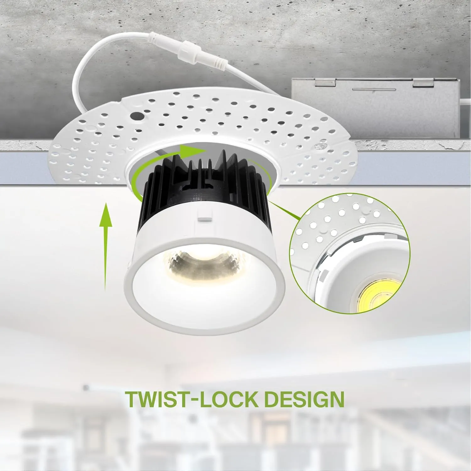 ASD Trimless LED Recessed Lighting 4 Inch, 15W 120V Round Commercial Downlight, Canless Dimmable Lights for Ceiling with J-Box, 5 CCT 2700K-5000K, CRI 90 , IC Rated, ETL, Energy Star, White