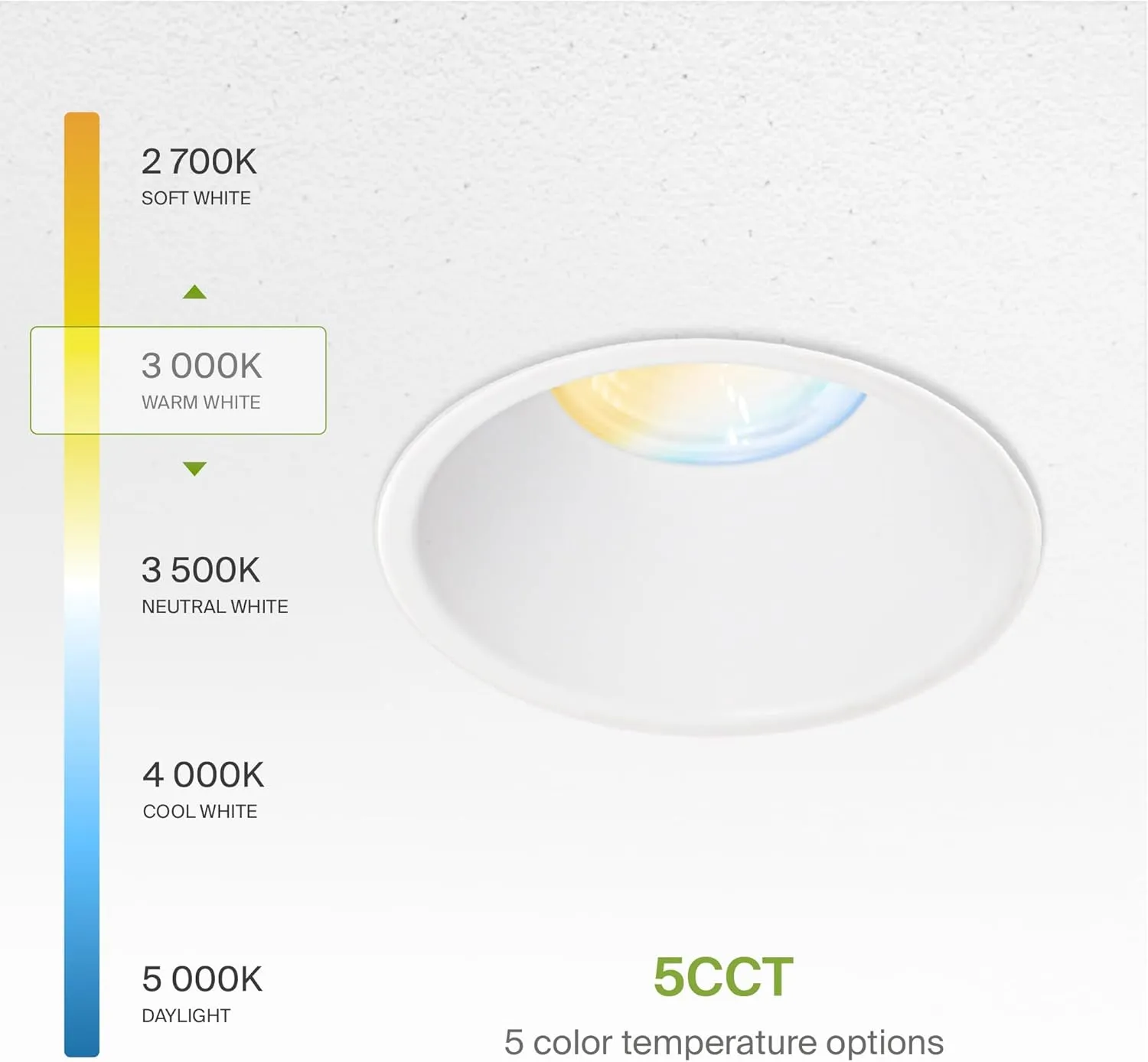 ASD Trimless LED Recessed Lighting 4 Inch, 15W 120V Round Commercial Downlight, Canless Dimmable Lights for Ceiling with J-Box, 5 CCT 2700K-5000K, CRI 90 , IC Rated, ETL, Energy Star, White