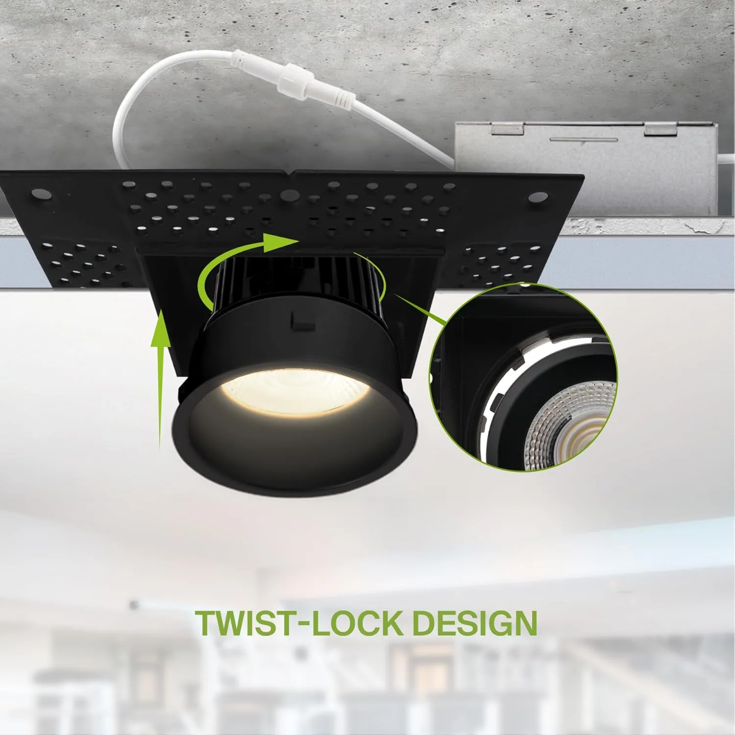ASD Trimless LED Recessed Lighting 4 Inch, 15W 120V Square Commercial Downlight, Canless Dimmable Lights for Ceiling with J-Box, 5 CCT 2700K-5000K, CRI 90 , IC Rated, ETL, Energy Star, Black