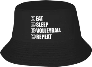 at Sleep Volleyball Repeat,Double Layer Sun Protection Bucket hat, Unisex Portable Sun hat