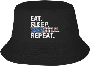 at Sleep Wrestle Repeat Wrestling,Double Layer Sun Protection Bucket hat, Unisex Portable Sun hat