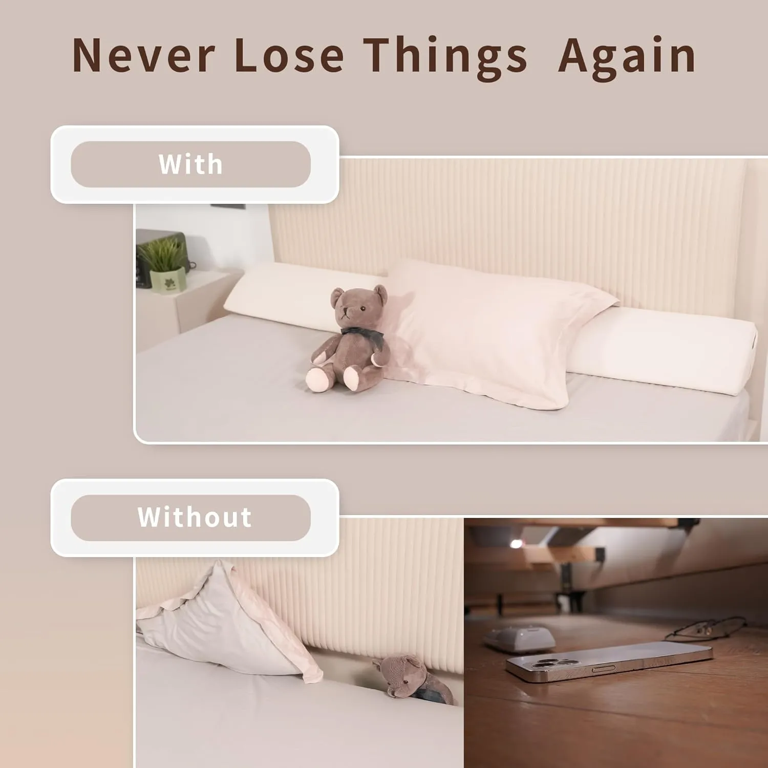 Aurako King Size Bed Wedge Pillow Headboard Pillow Mattress Wedge Bed Gap Filler Triangle Memory Foam Wedges Body Positioners for Sleeping Body Lumbar Backrest Reading Bolster Pillow