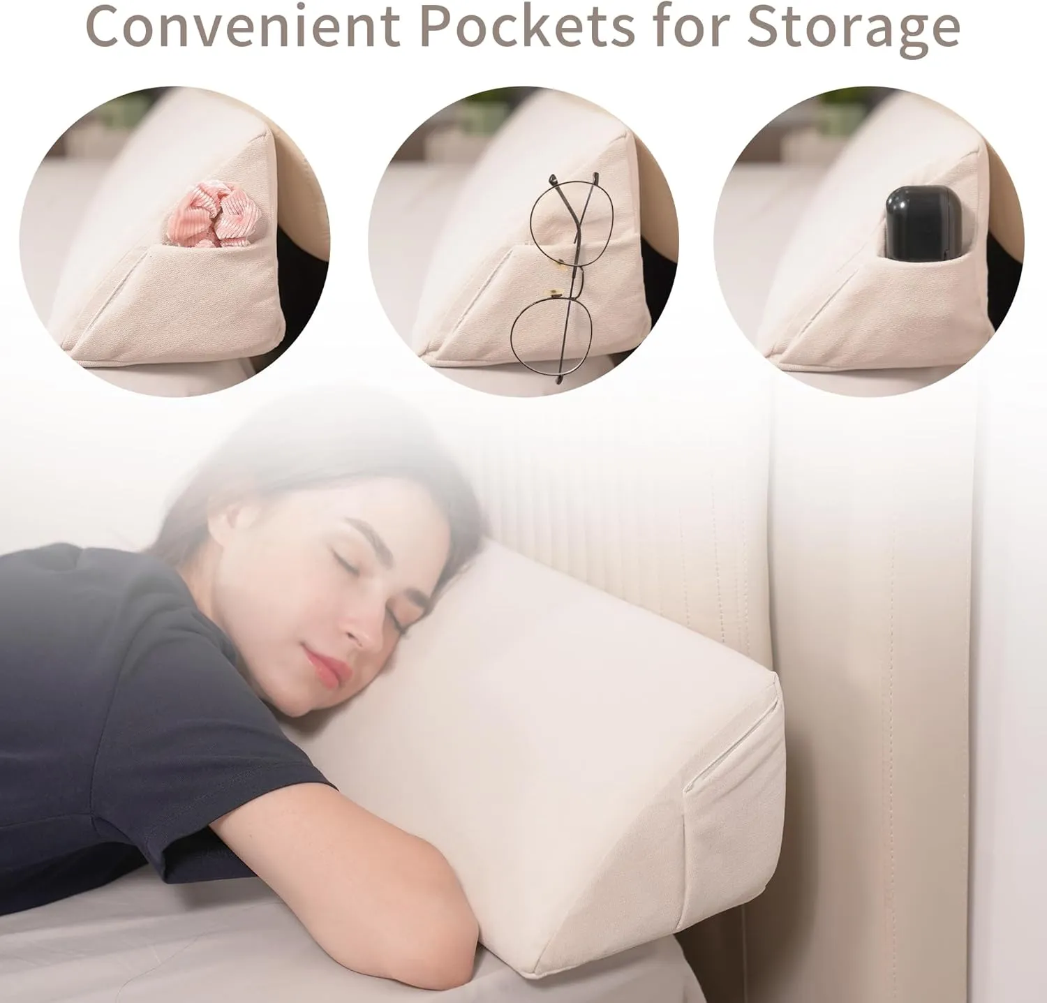 Aurako King Size Bed Wedge Pillow Headboard Pillow Mattress Wedge Bed Gap Filler Triangle Memory Foam Wedges Body Positioners for Sleeping Body Lumbar Backrest Reading Bolster Pillow