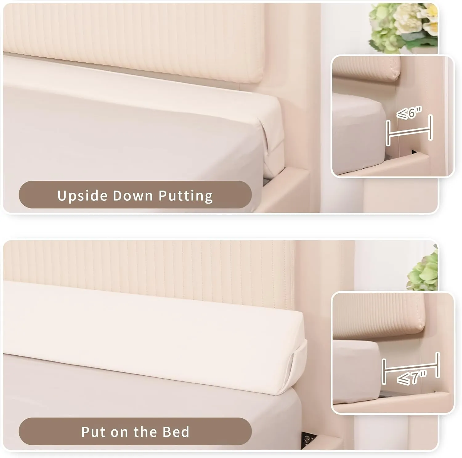 Aurako King Size Bed Wedge Pillow Headboard Pillow Mattress Wedge Bed Gap Filler Triangle Memory Foam Wedges Body Positioners for Sleeping Body Lumbar Backrest Reading Bolster Pillow