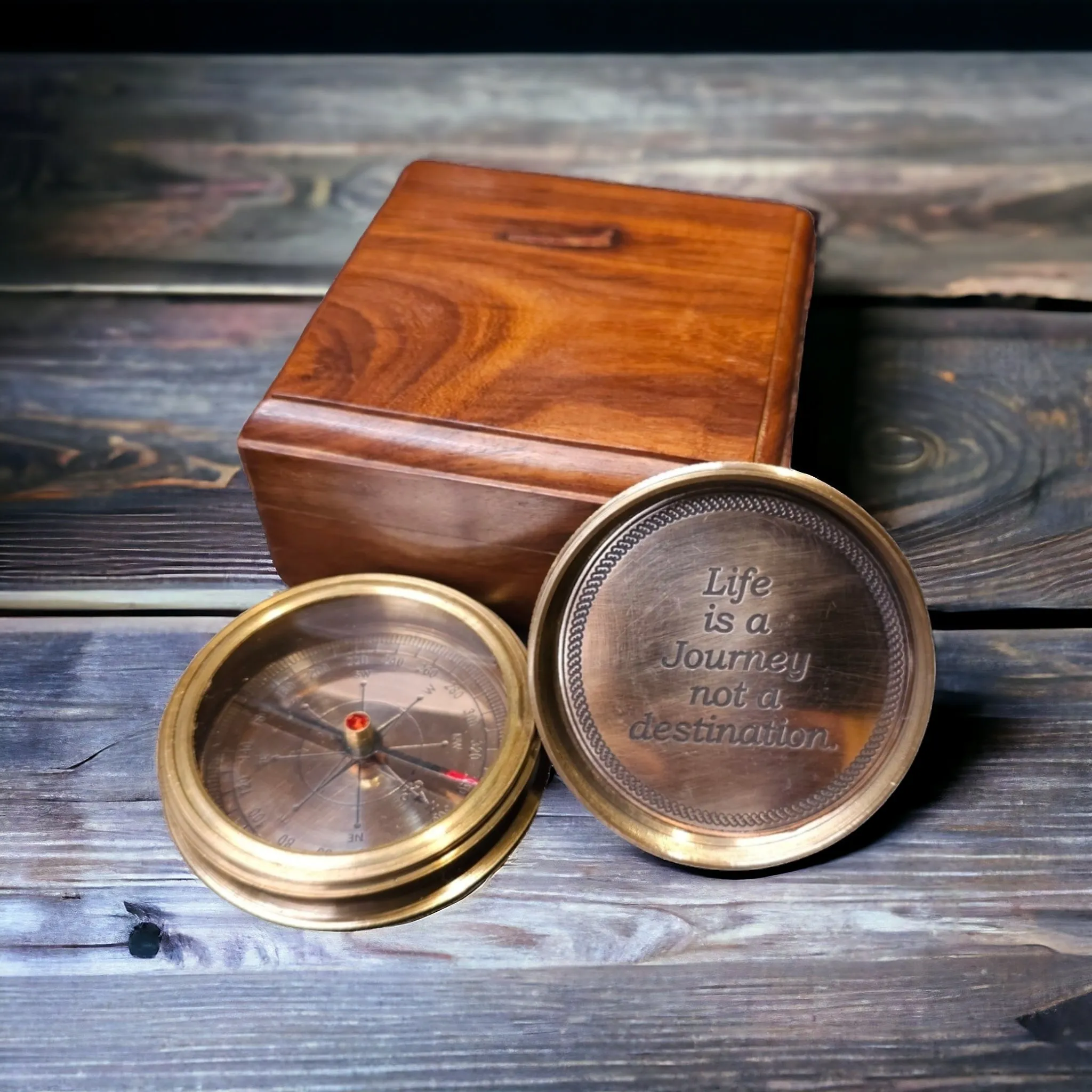 Australia Penny Brass Compass | Small Vintage-Style Nautical Compass with Wooden Box | Perfect Gift for Adventurers & Collectors