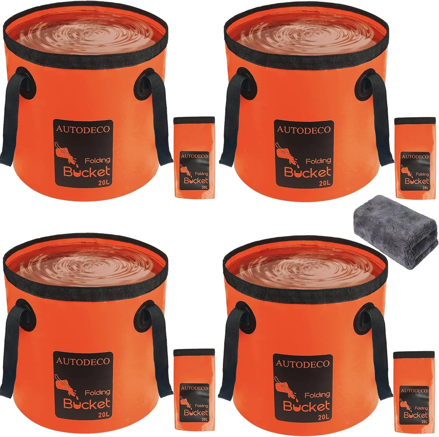 AUTODECO Collapsible Bucket 5 Gallon Container Folding Water Bucket Portable Wash Basin