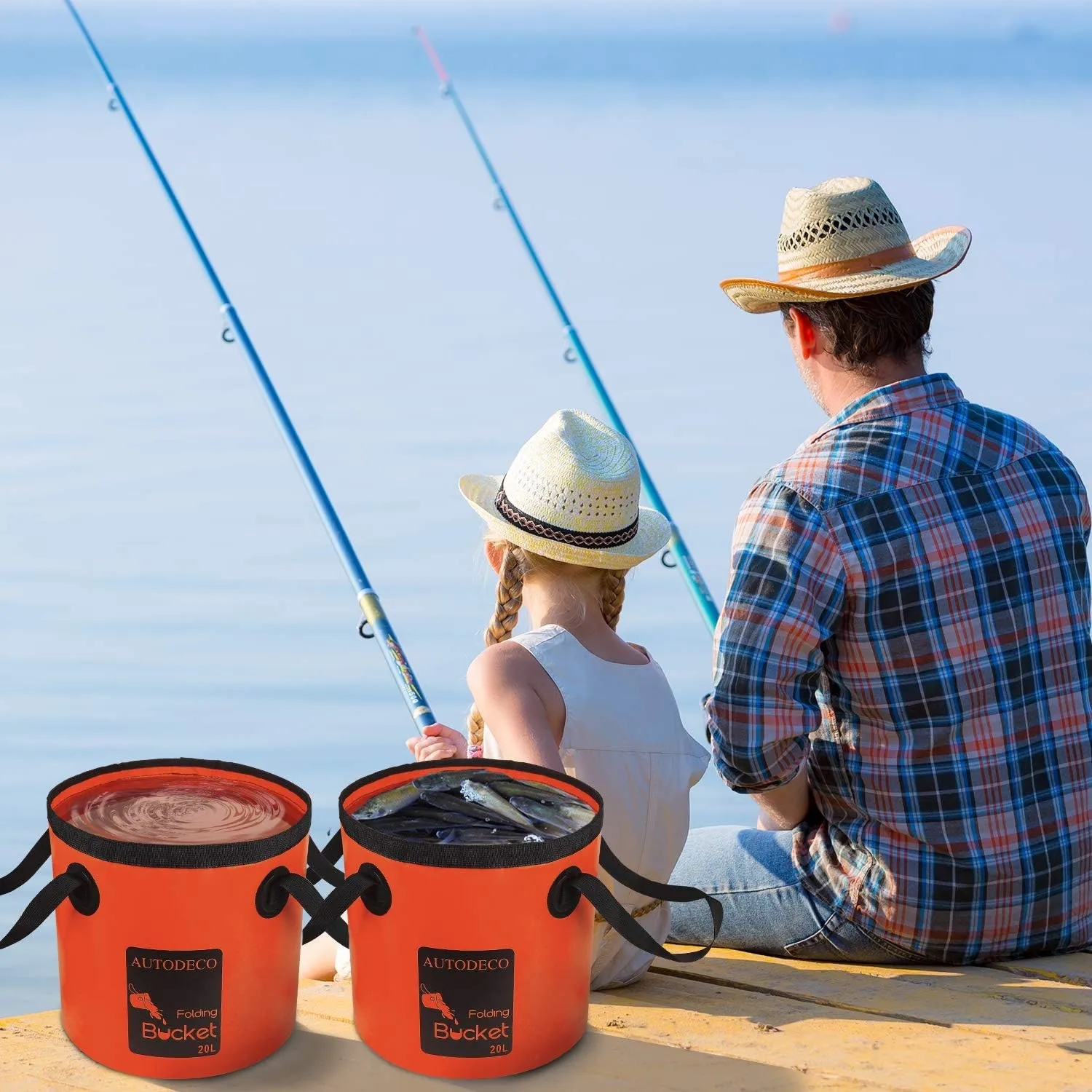 AUTODECO Collapsible Bucket 5 Gallon Container Folding Water Bucket Portable Wash Basin