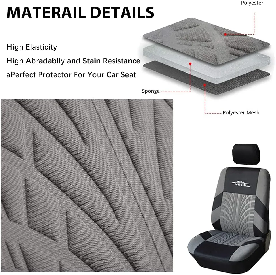 AUTOYOUTH Car Seat Covers for Front Seats, Breathable and Washable Bucket Seat Covers for Cars, Truck, SUV, Vans Airbag Compatible Automotive Interior Covers, Gray…