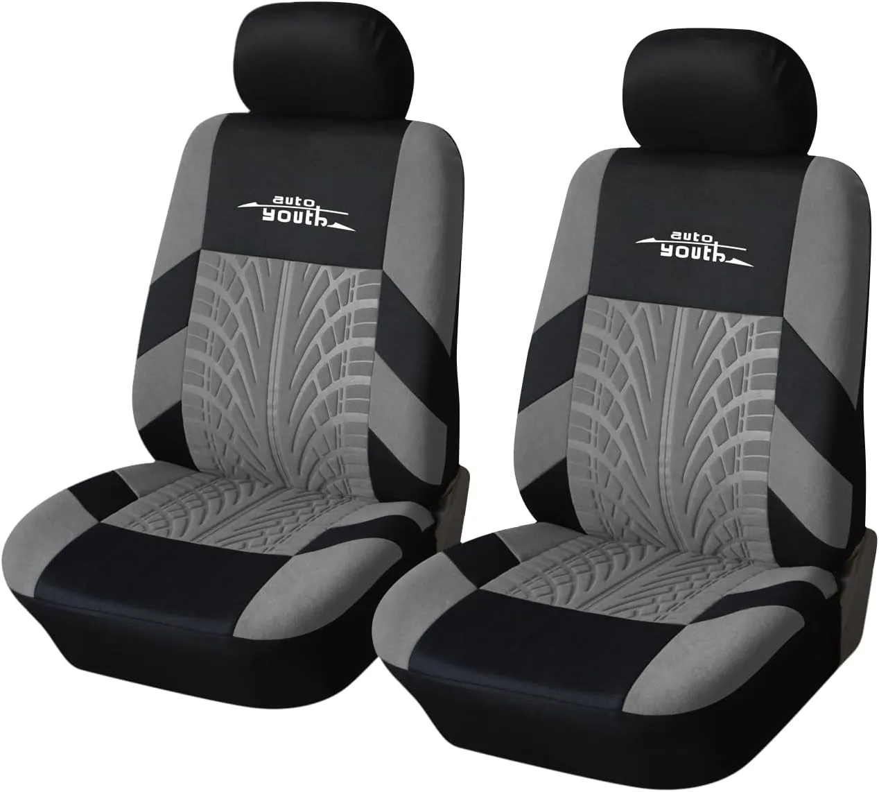 AUTOYOUTH Car Seat Covers for Front Seats, Breathable and Washable Bucket Seat Covers for Cars, Truck, SUV, Vans Airbag Compatible Automotive Interior Covers, Gray…