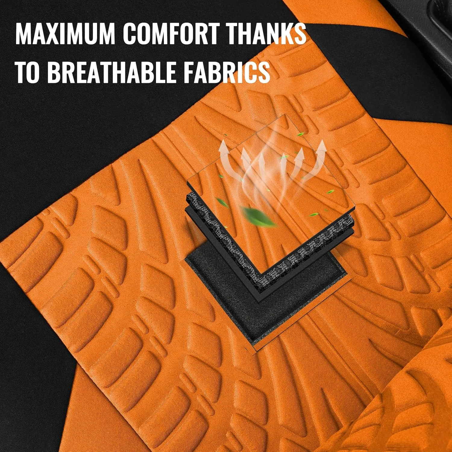 AUTOYOUTH Car Seat Covers for Front Seats, Breathable and Washable Bucket Seat Covers for Cars, Truck, SUV, Vans Airbag Compatible Automotive Interior Covers, Orange…