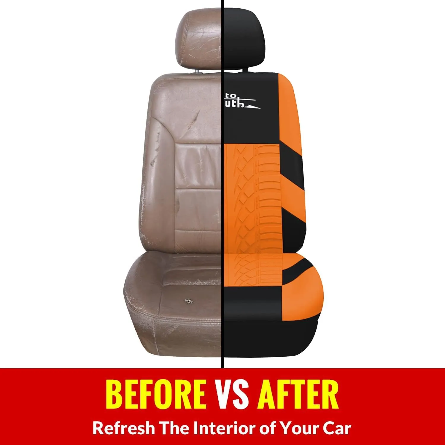 AUTOYOUTH Car Seat Covers for Front Seats, Breathable and Washable Bucket Seat Covers for Cars, Truck, SUV, Vans Airbag Compatible Automotive Interior Covers, Orange…