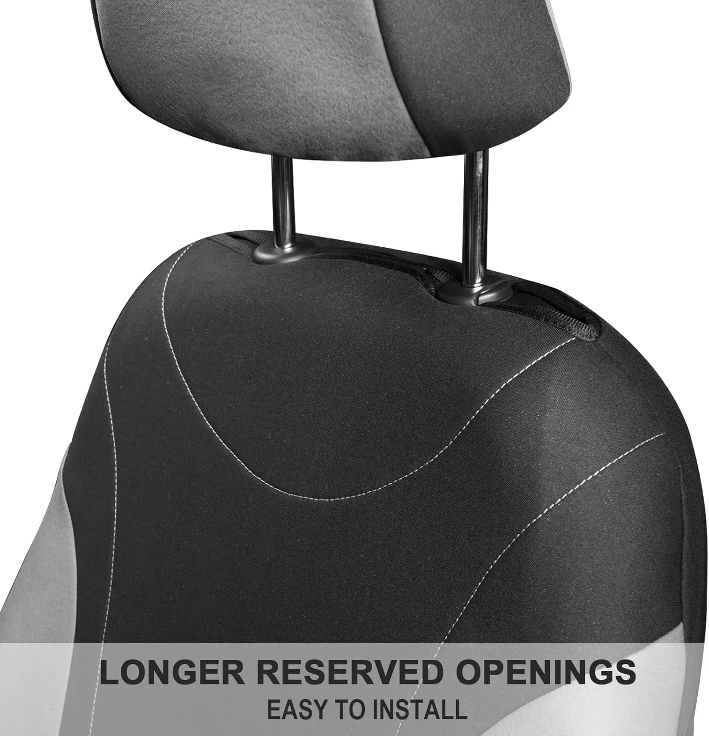 AUTOYOUTH Car Seat Covers Full Set Gray, Front Bucket Seat Cover with Split Bench for Women Full Set Protectors Universal Fit- 9pcs