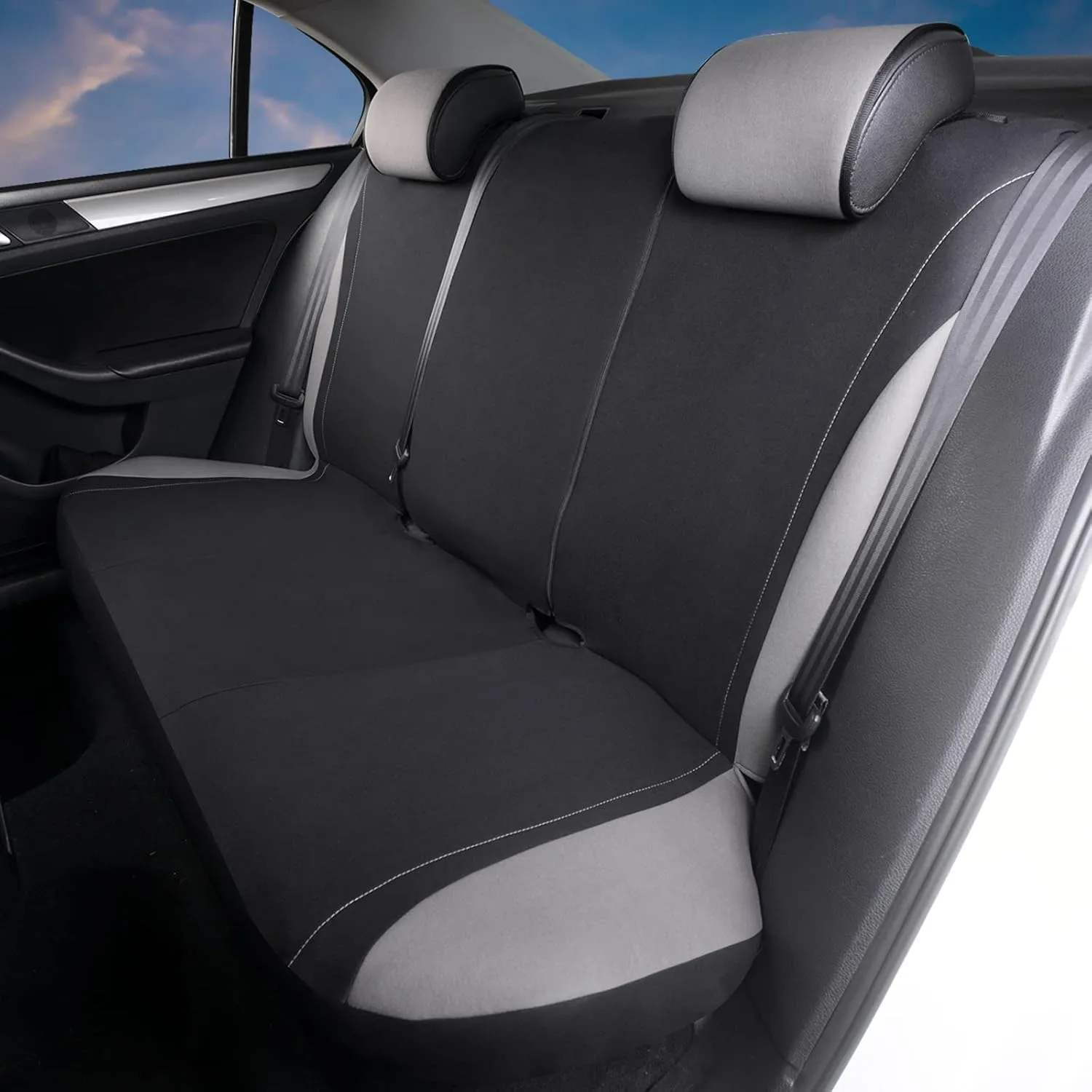 AUTOYOUTH Car Seat Covers Full Set Gray, Front Bucket Seat Cover with Split Bench for Women Full Set Protectors Universal Fit- 9pcs