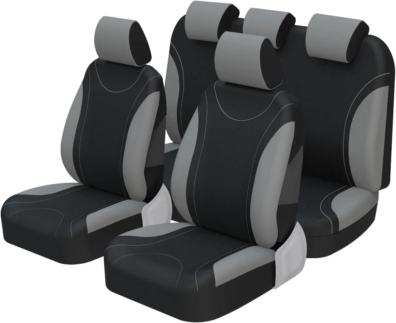 AUTOYOUTH Car Seat Covers Full Set Gray, Front Bucket Seat Cover with Split Bench for Women Full Set Protectors Universal Fit- 9pcs