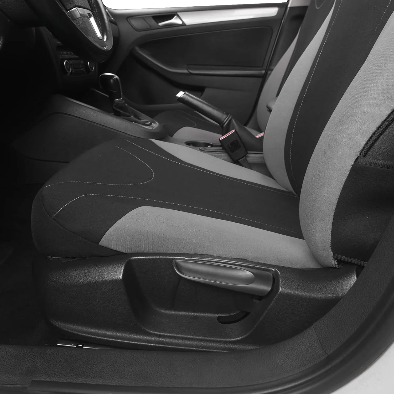 AUTOYOUTH Car Seat Covers Full Set Gray, Front Bucket Seat Cover with Split Bench for Women Full Set Protectors Universal Fit- 9pcs