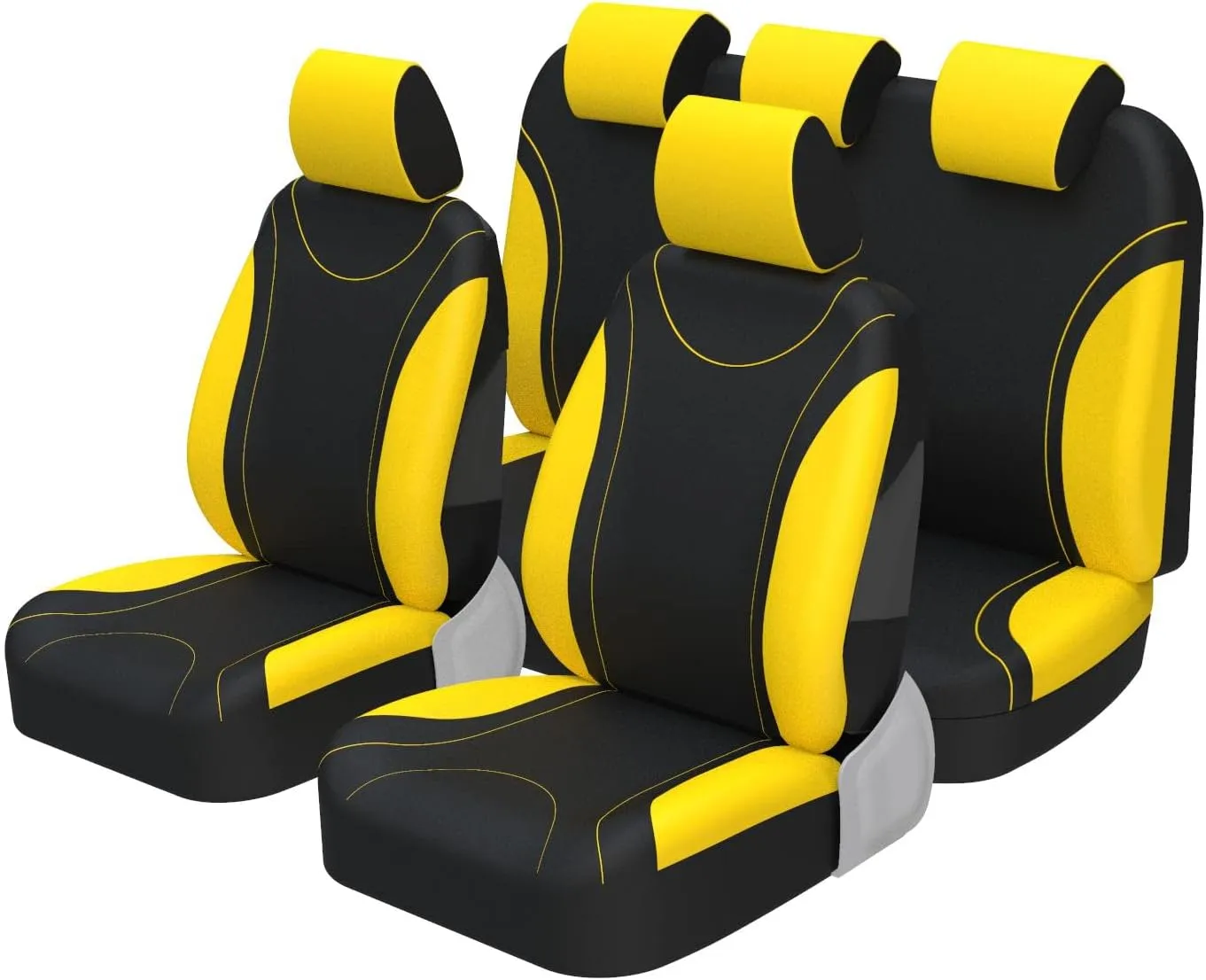 AUTOYOUTH Car Seat Covers Full Set Yellow, Front Bucket Seat Cover with Split Bench for Women Full Set Protectors Universal Fit- 9pcs