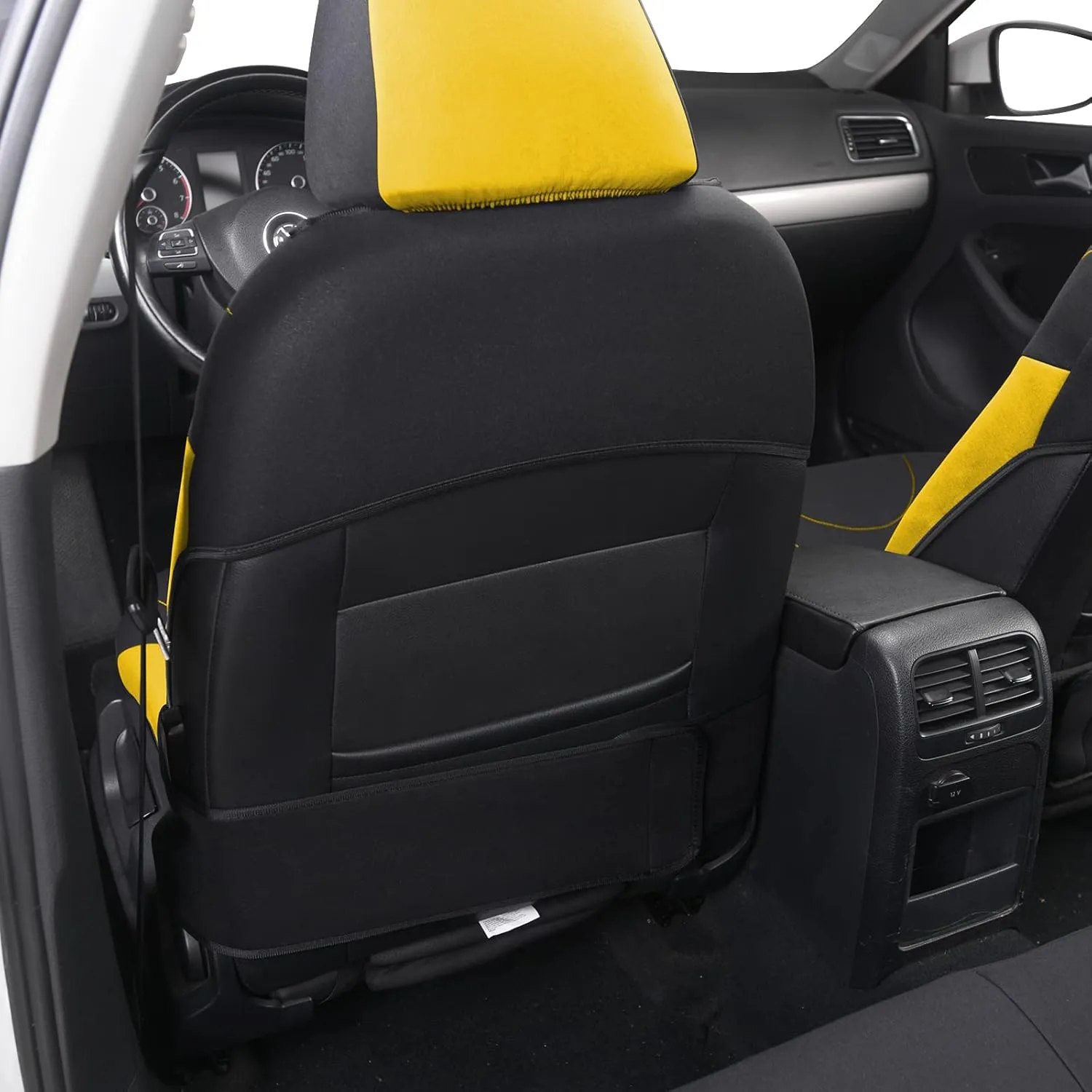 AUTOYOUTH Car Seat Covers Full Set Yellow, Front Bucket Seat Cover with Split Bench for Women Full Set Protectors Universal Fit- 9pcs