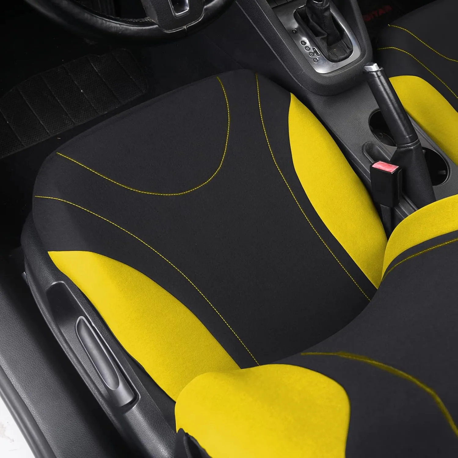 AUTOYOUTH Car Seat Covers Full Set Yellow, Front Bucket Seat Cover with Split Bench for Women Full Set Protectors Universal Fit- 9pcs