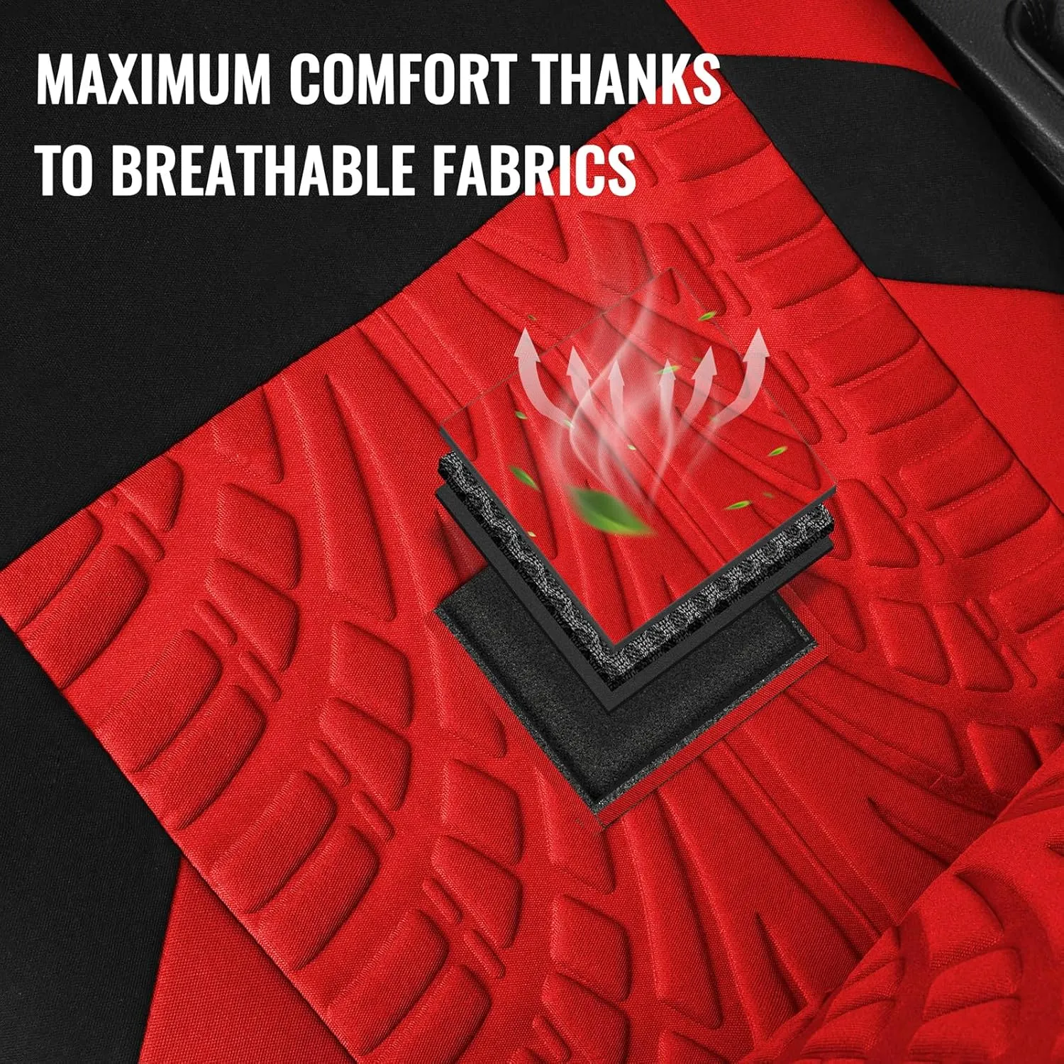 AUTOYOUTH Red Car Seat Covers Full Set - Front Bucket with Split Bench for Cars, Red Full Set Seat Protectors for Women, Universal Fit, 9pcs