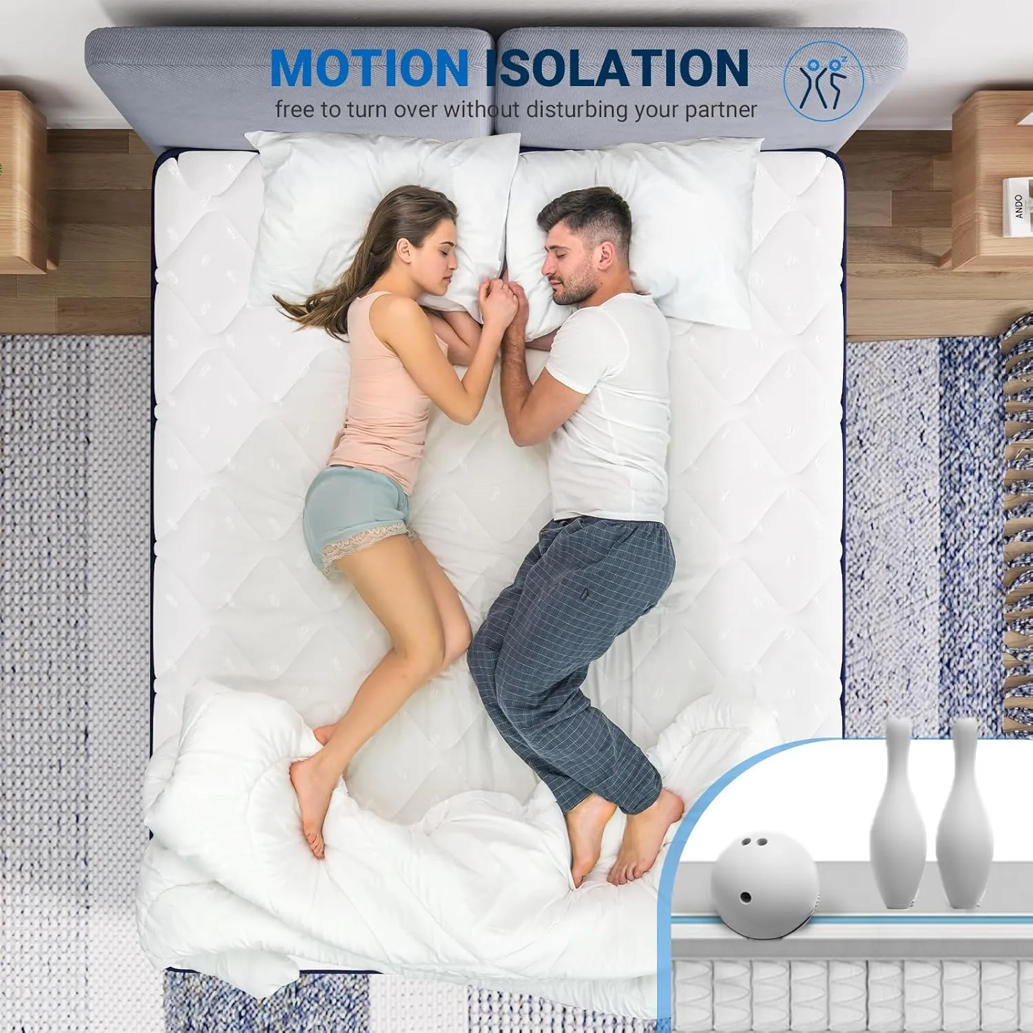 Avenco King Mattress, 12 Inch King Mattresses in a Box, Hybrid King Size Mattresses with Comfort Foam and Pocket Coils for Pressure Relief & Motion Isolation