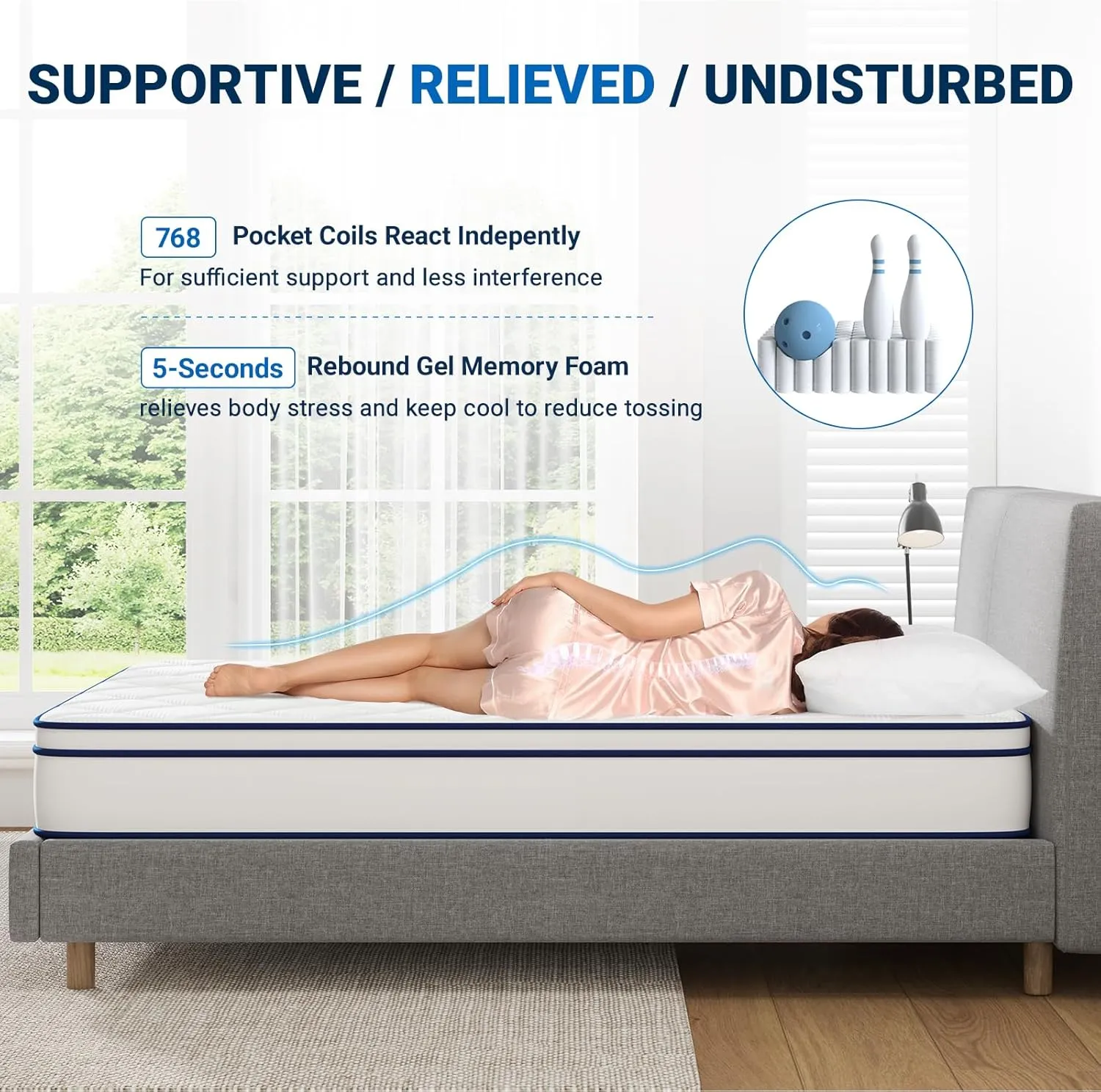 Avenco Queen Mattress, 10 Inch Memory Foam Queen Hybrid Mattress with Individual Pocket Coils for Motion Isolation, Medium Firm Queen Size Mattresses in a Box, CertiPUR-US Certified