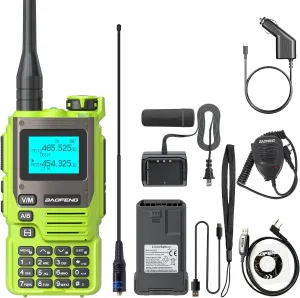 BAOFENG UV-K61 Two Way Radio 999 Channels Dual Display Walkie Talkie USB-C Charging VOX Hands-Free Multi-Band Upgraded UV-5R Radio with Full Kit in Green