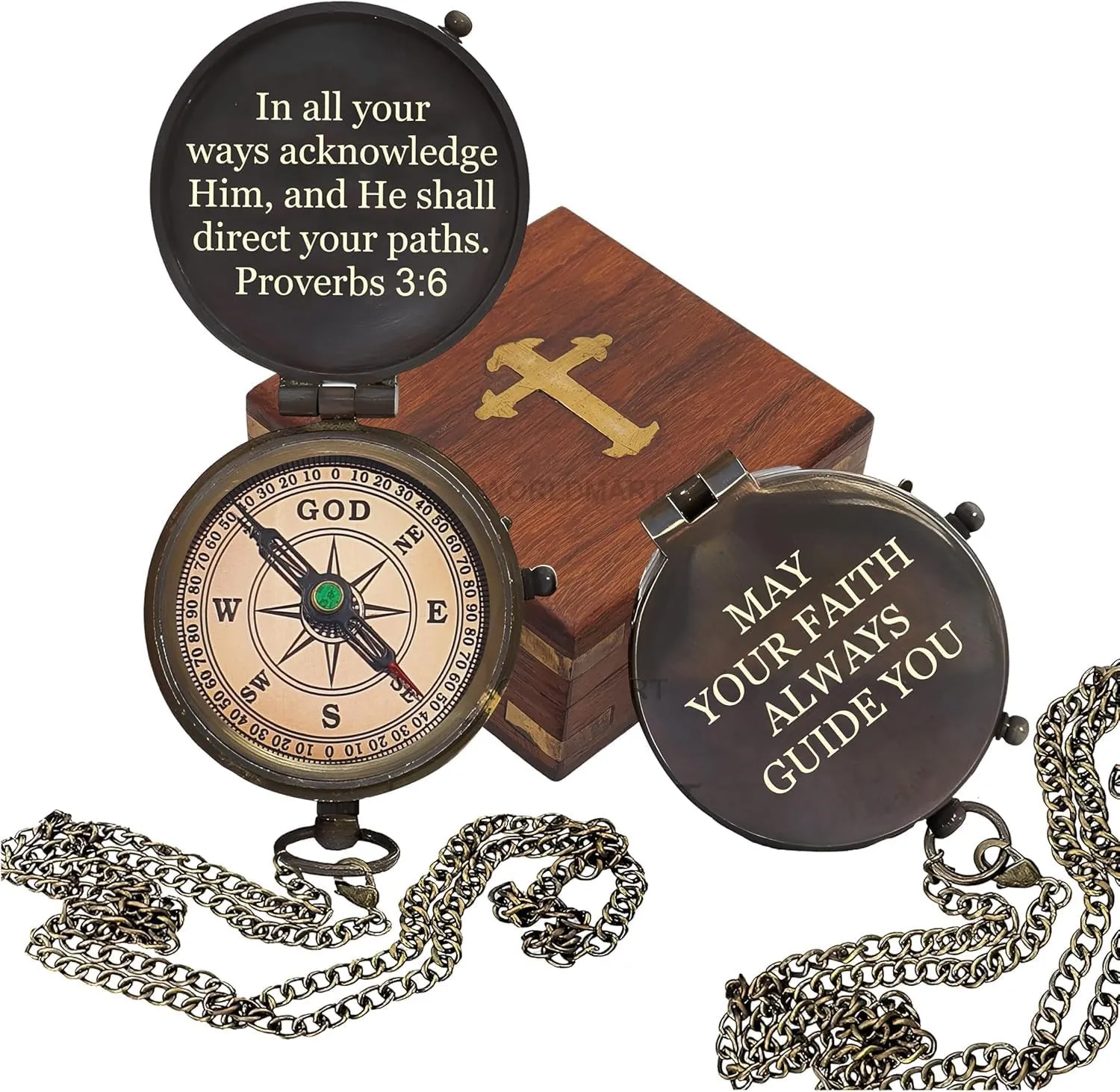 Baptism Gifts for Boys - Engraved Working Handmade Compass with Scripture - Religious, Christian, Catholic, Christening, First Communion, Confirmation Gifts for Teenage Boys and Men