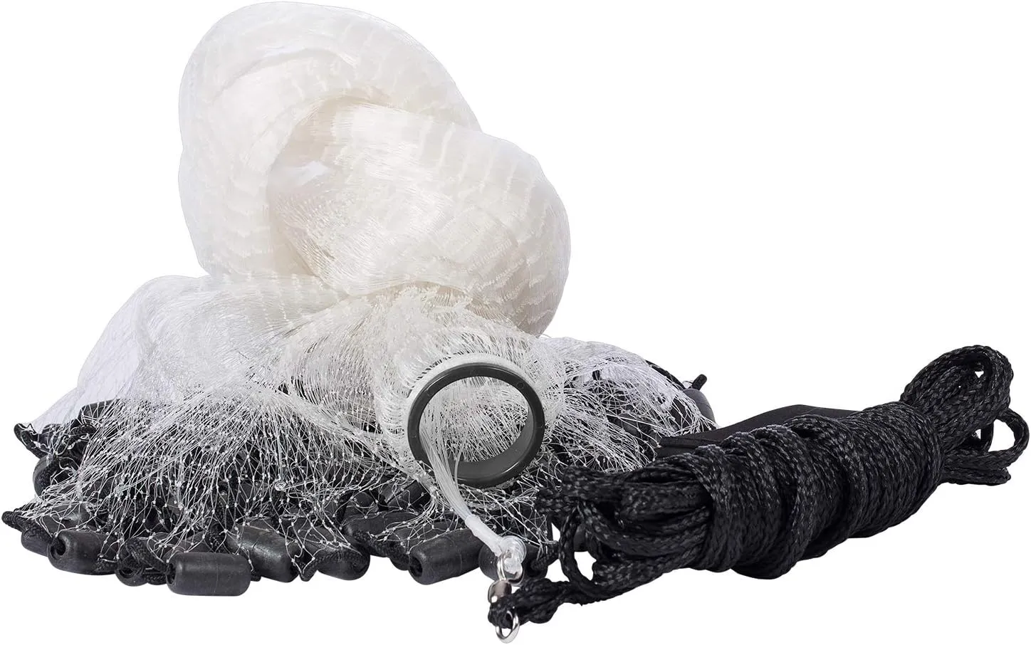 BASSDASH American Saltwater Fishing Cast Net 3/8 1/4-Inch Mesh 4ft 6ft 8ft Radius, 1-Pound Per Foot, for Bait Fish with Utility Bucket Casting