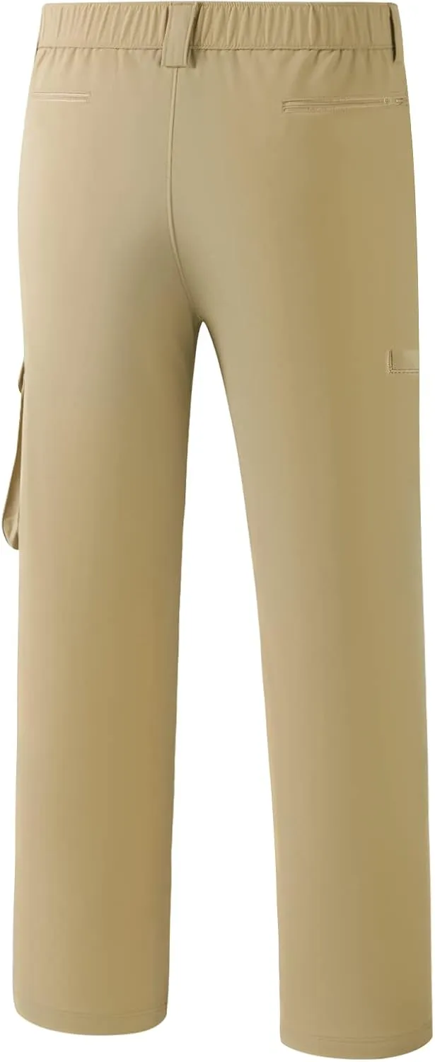 BASSDASH Men's Fishing Cargo Pants Water Resistant Quick Dry Lightweight UPF 50  for Outdoor Hiking Elastic Waist Pants FP05M