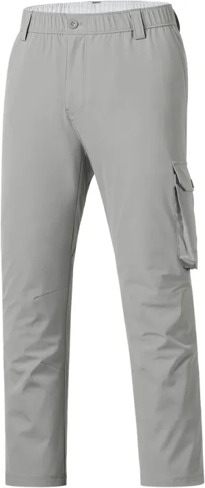BASSDASH Men's Fishing Cargo Pants Water Resistant Quick Dry Lightweight UPF 50  for Outdoor Hiking Elastic Waist Pants FP05M