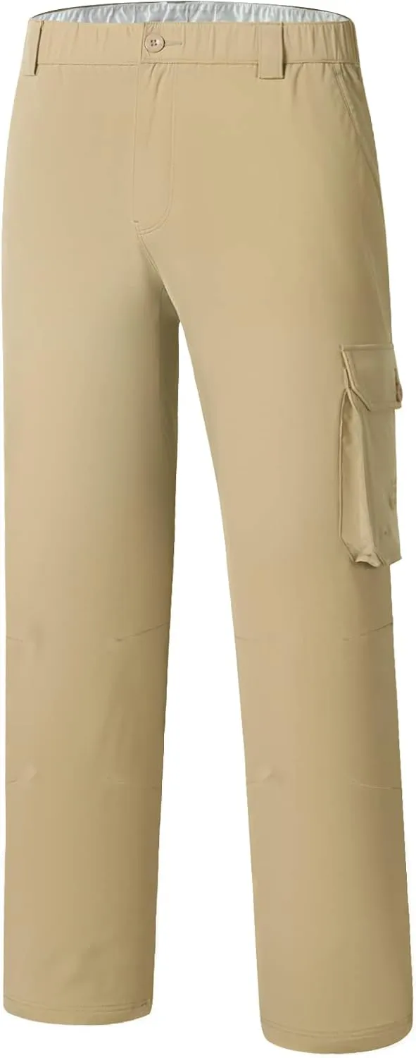 BASSDASH Men's Fishing Cargo Pants Water Resistant Quick Dry Lightweight UPF 50  for Outdoor Hiking Elastic Waist Pants FP05M