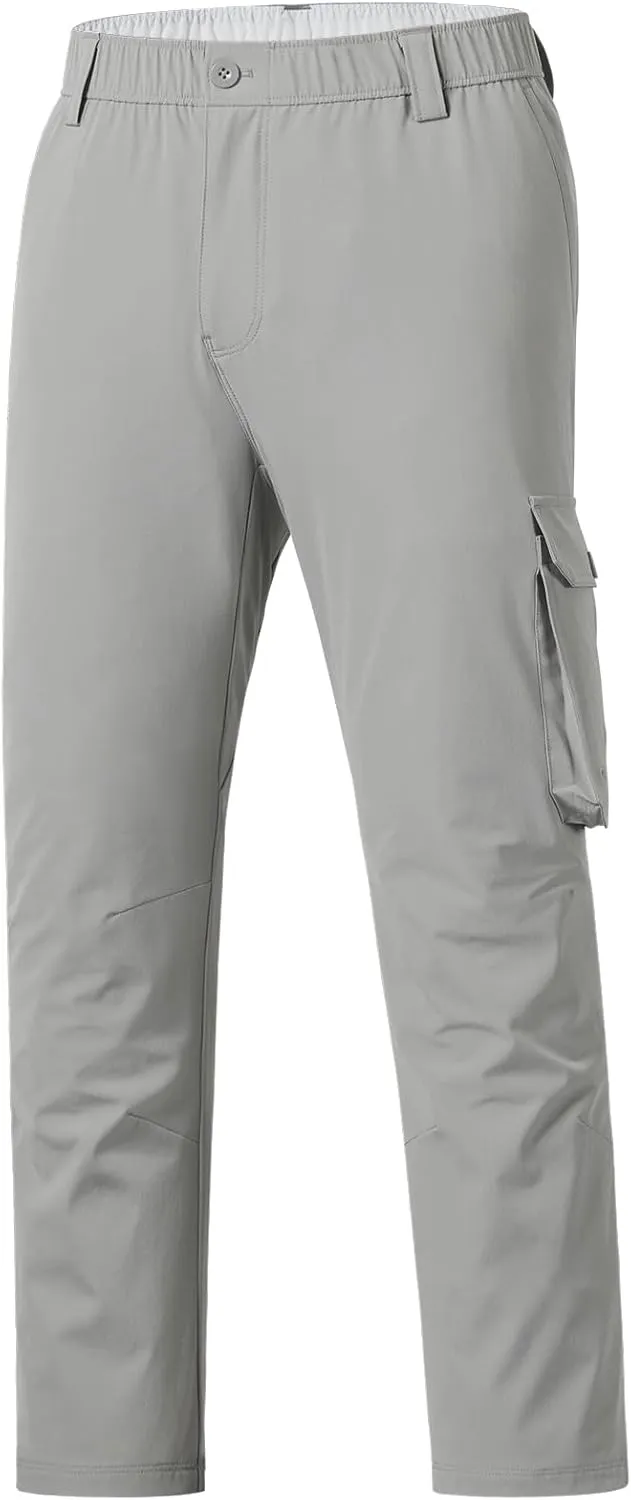 BASSDASH Men's Fishing Cargo Pants Water Resistant Quick Dry Lightweight UPF 50  for Outdoor Hiking Elastic Waist Pants FP05M