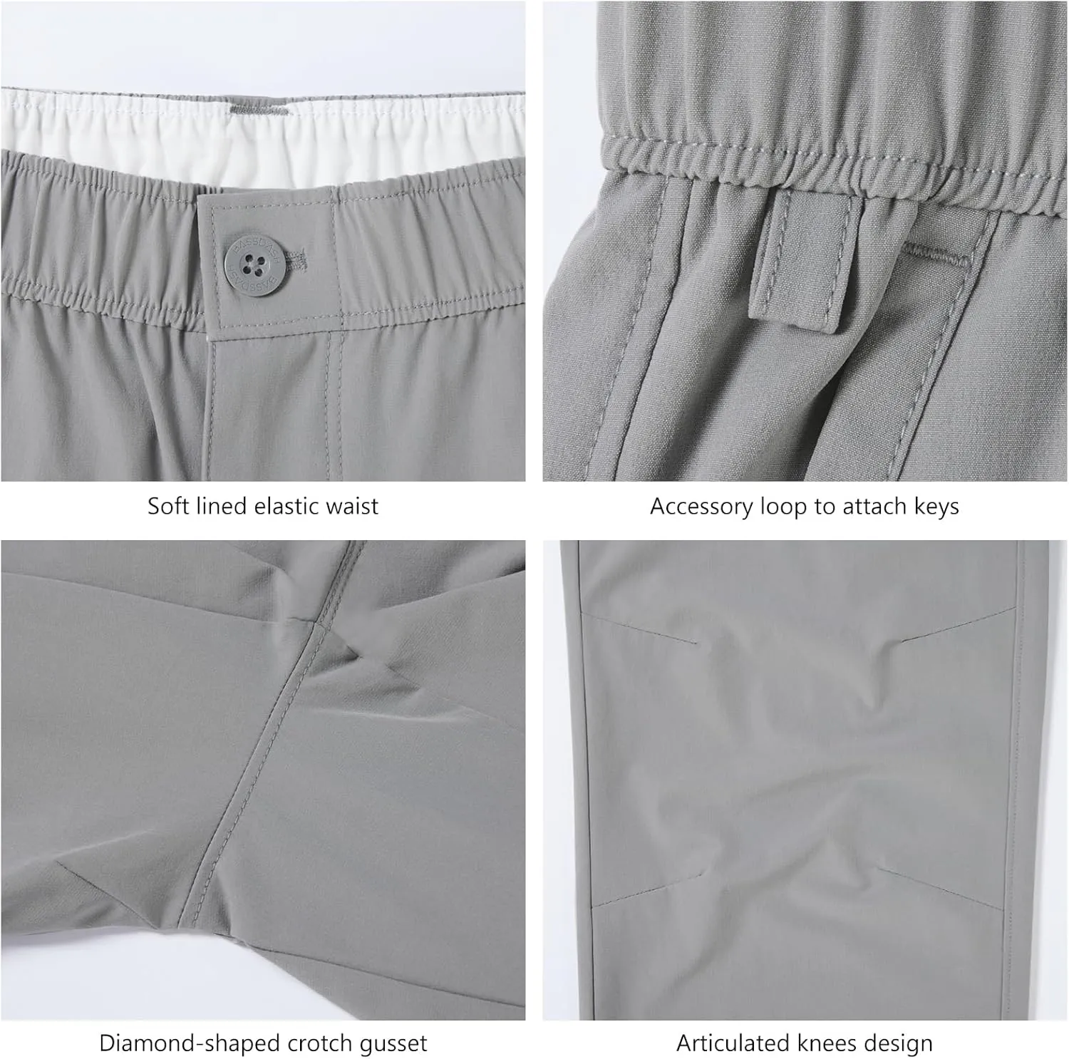 BASSDASH Men's Fishing Cargo Pants Water Resistant Quick Dry Lightweight UPF 50  for Outdoor Hiking Elastic Waist Pants FP05M