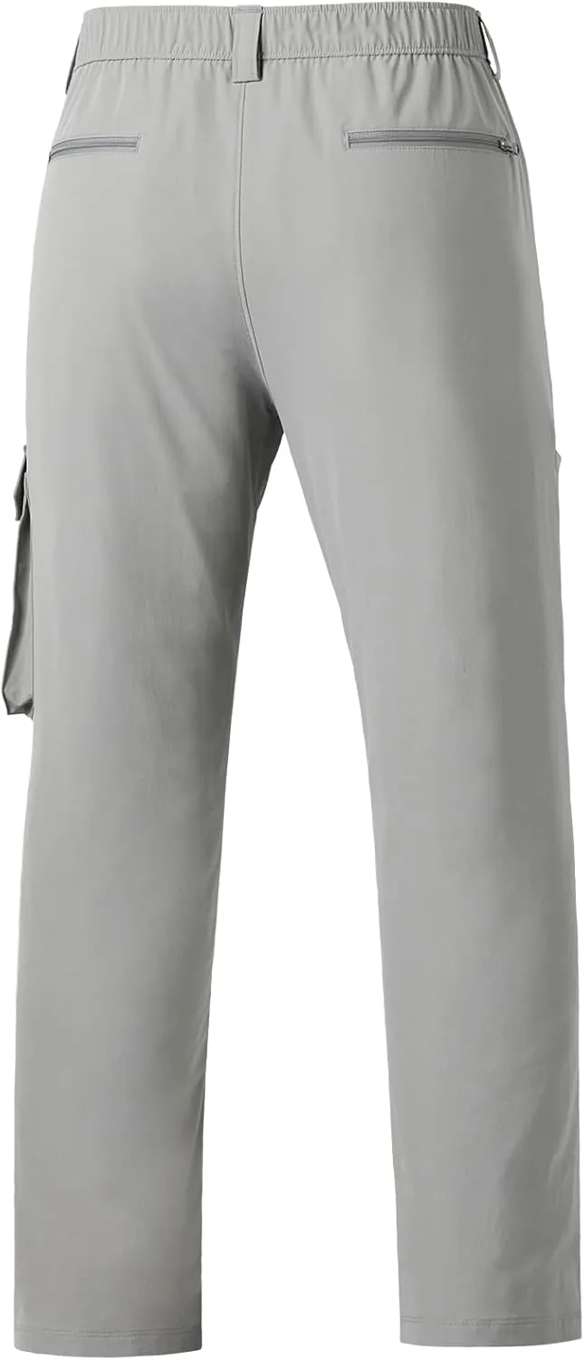 BASSDASH Men's Fishing Cargo Pants Water Resistant Quick Dry Lightweight UPF 50  for Outdoor Hiking Elastic Waist Pants FP05M