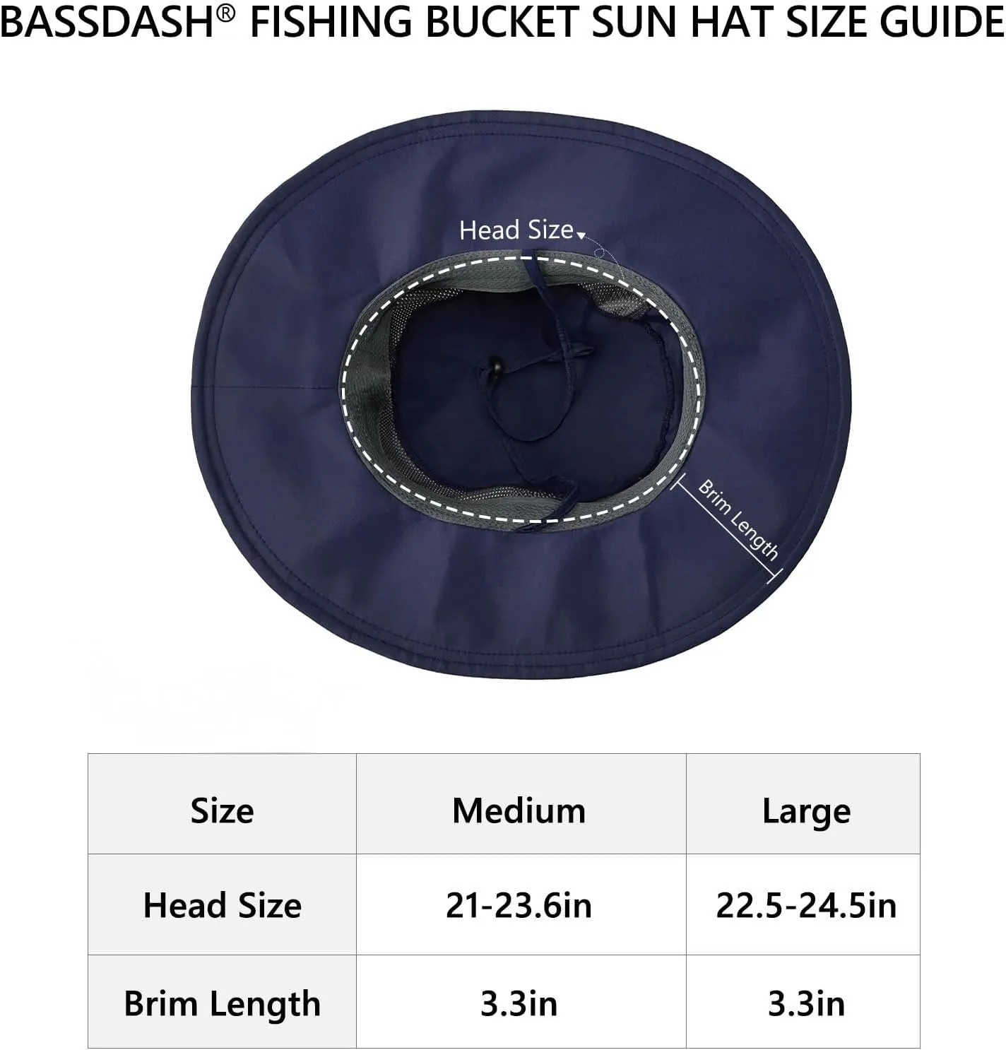 BASSDASH UPF 50  Fishing Sun Hat Water Resistant Unisex Wide Brim Bucket Boonie Hat for Hiking Camping Safari FH15